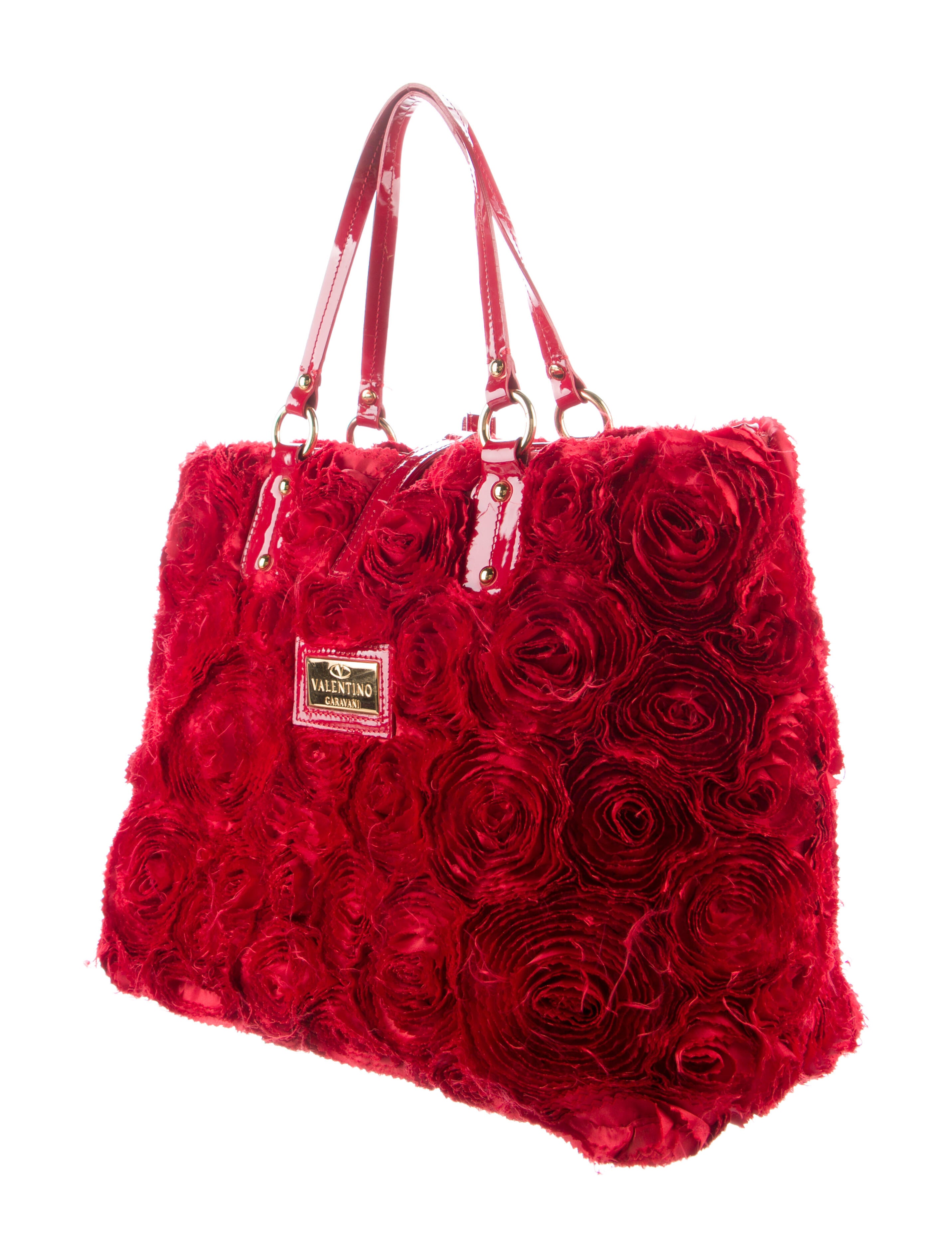 VALENTINOロジェBAG美品 Valentino Silk Georgette Rosier Tote Bag - Red Totes, Handbags