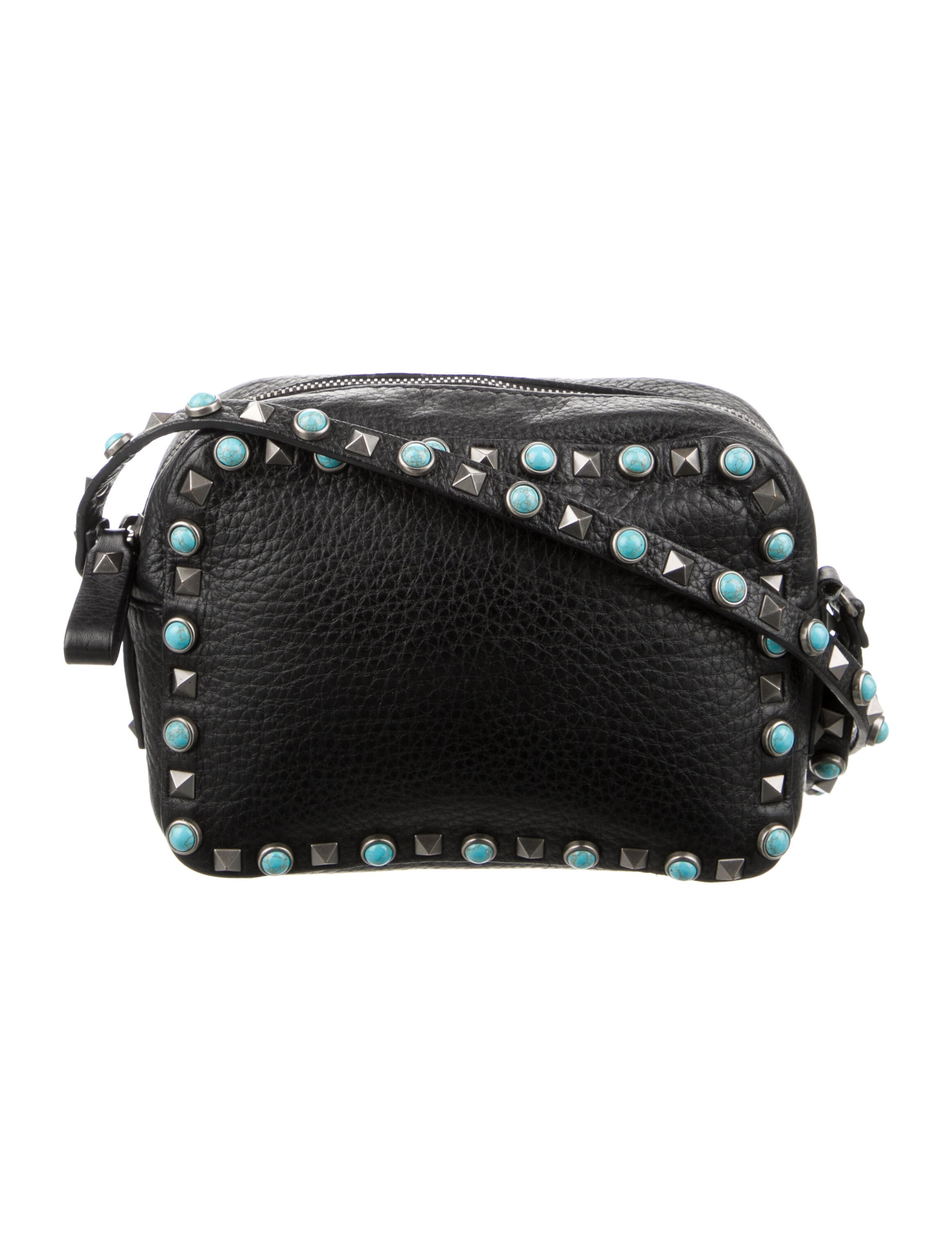 Valentino Leather Rockstud Crossbody Bag Black Crossbody Bags