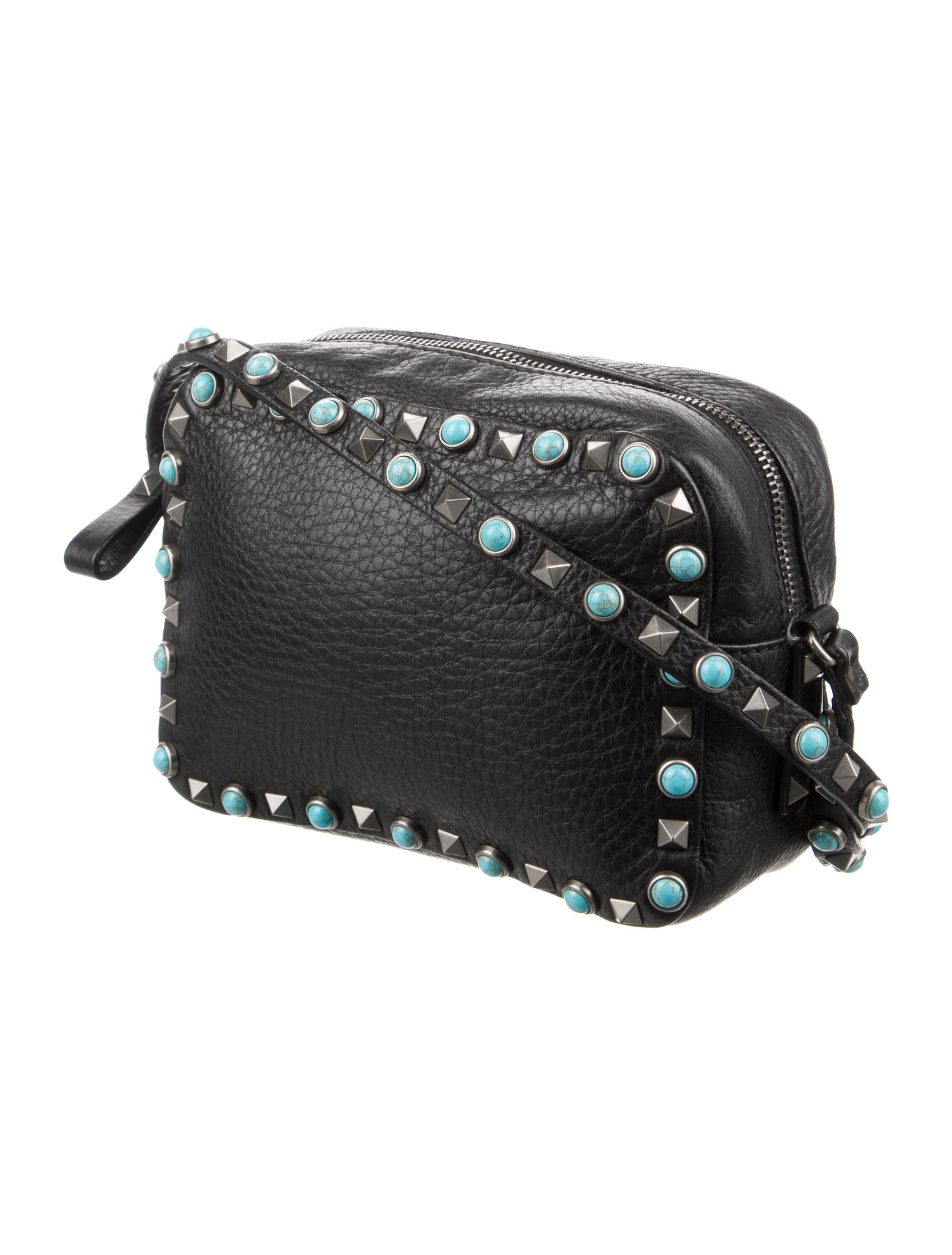 Valentino Leather Rockstud Crossbody Bag Black Crossbody Bags