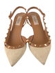 Valentino Rockstud Accents Raffia Slingback Pumps