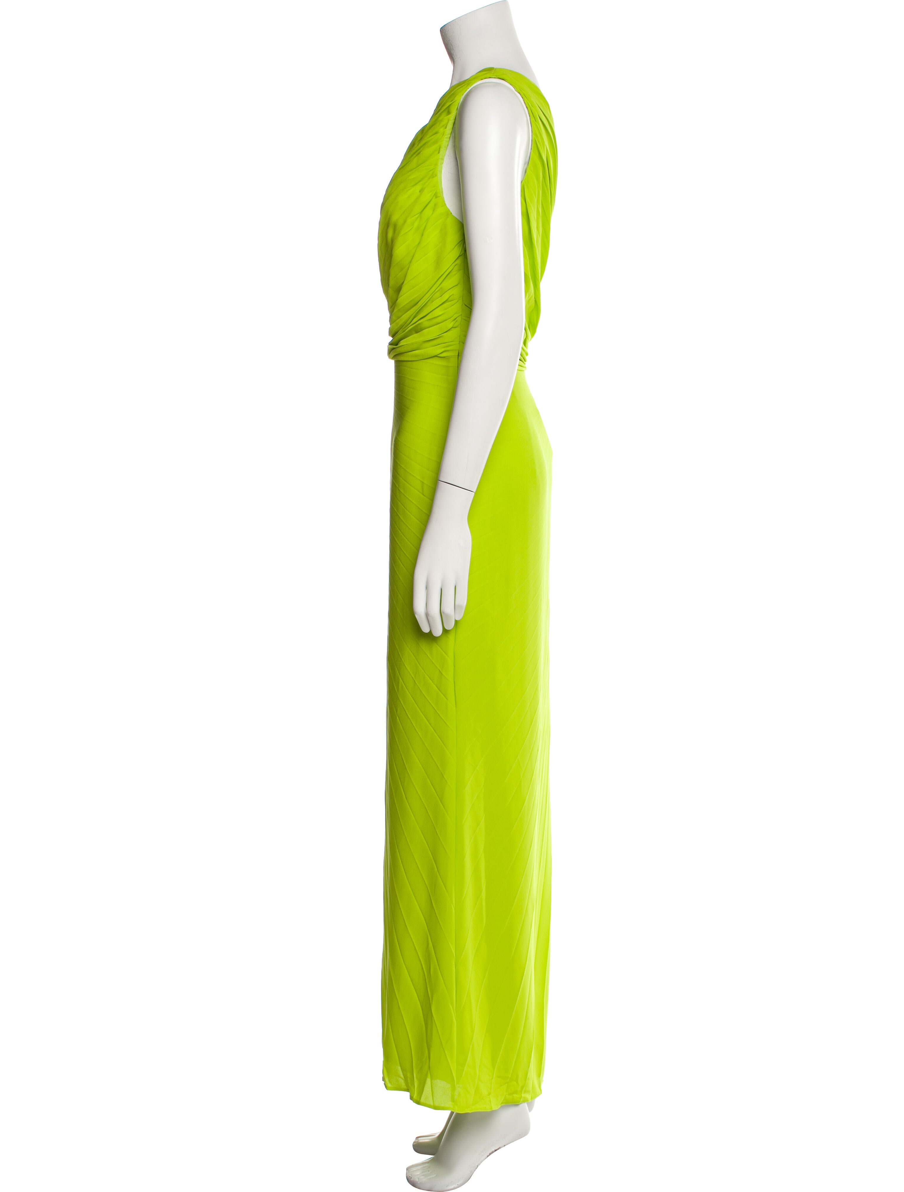 valentino neon green dress Valentino Technical Georgette Evening Dress Women Lime Elastane 100% 38 main image 0
