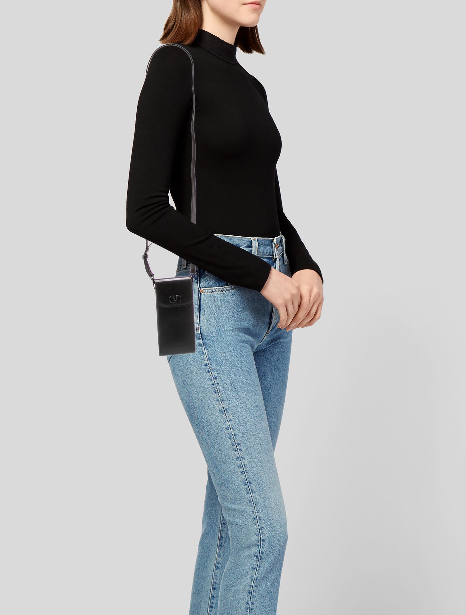 Valentino sunglasses Crossbody pouch Valentino Sunglasses Case Leather Crossbody Bag - Black  main image 2