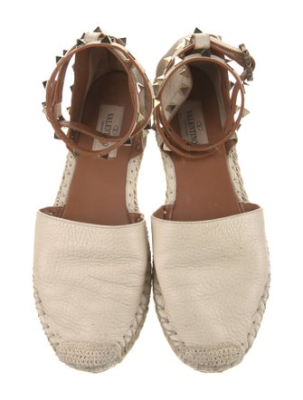 Valentino Rockstud Accents Leather Espadrilles