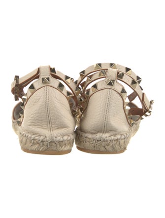 Valentino Rockstud Accents Leather Espadrilles