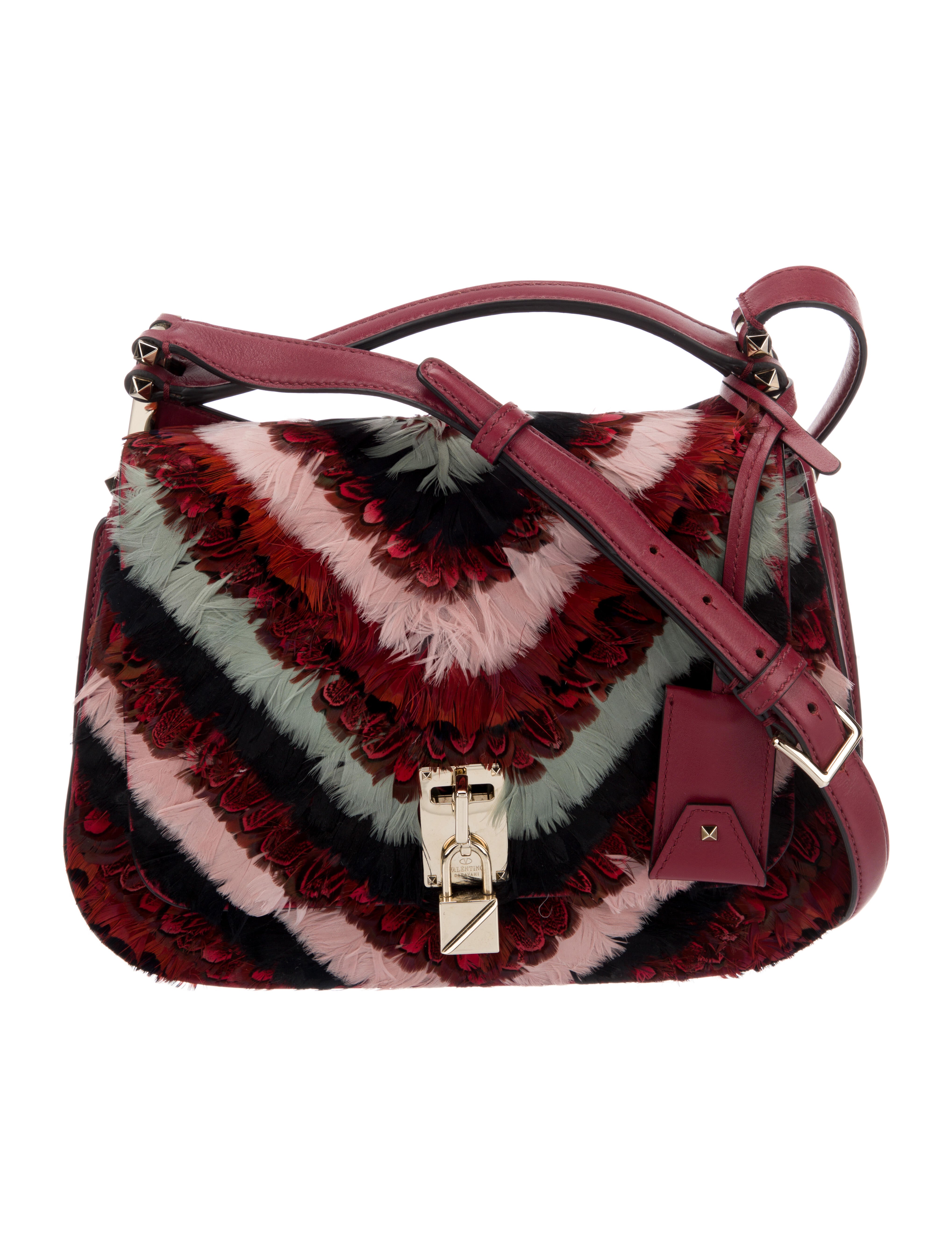 Valentino Piper Feather Joylock Saddle Bag - Red Crossbody Bags