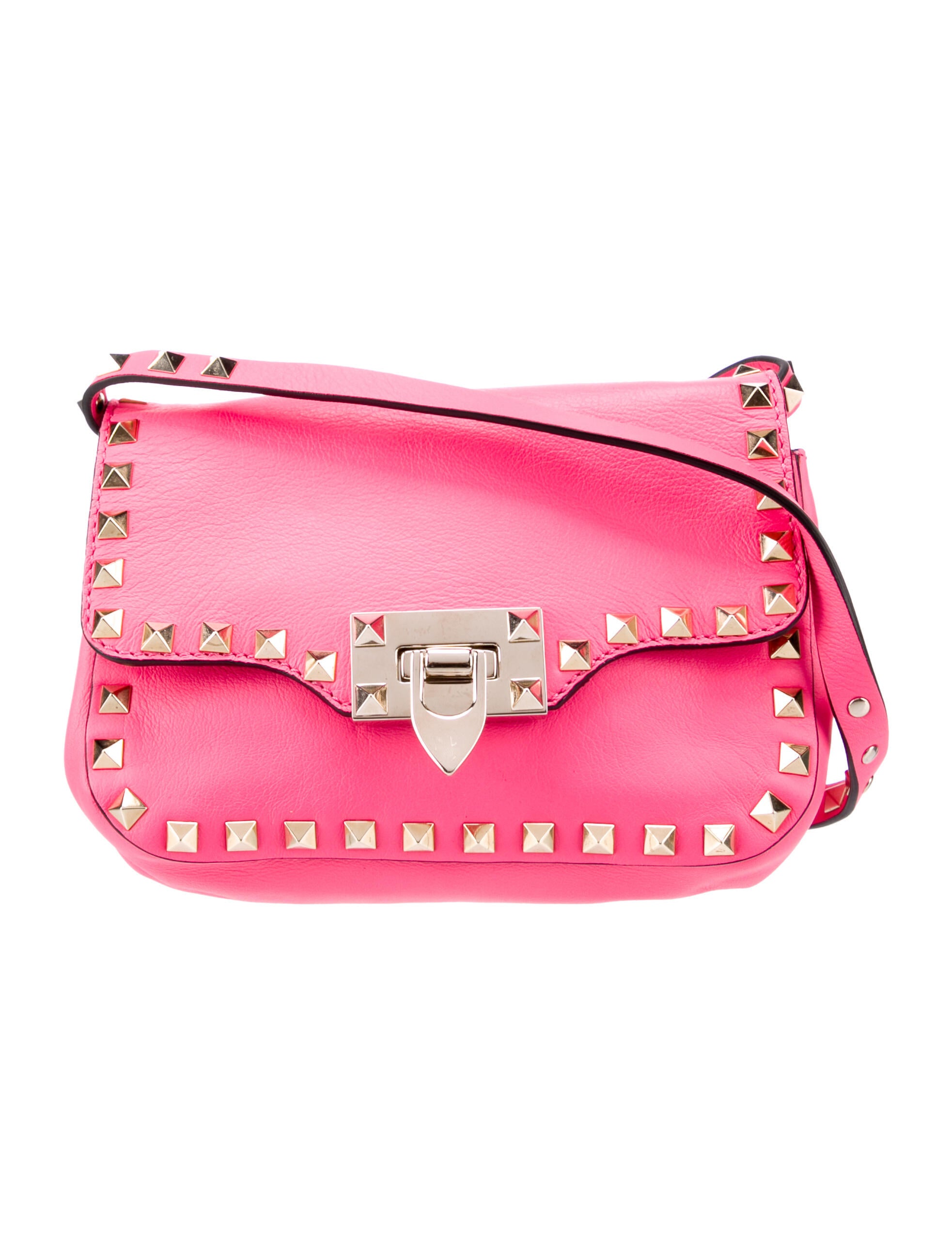 Valentino Leather Rockstud Crossbody Bag Pink Crossbody Bags