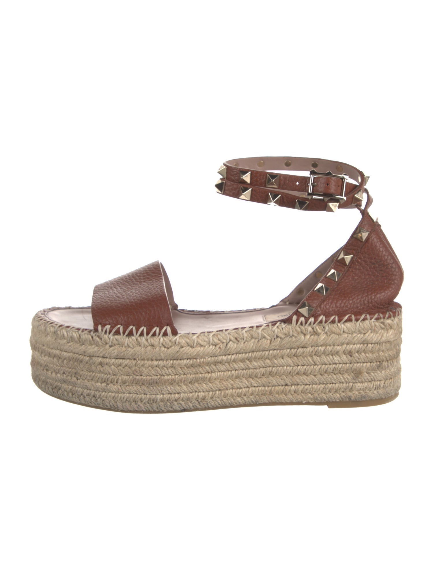 Valentino Rockstud Accents Leather Espadrilles