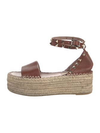 Valentino Rockstud Accents Leather Espadrilles