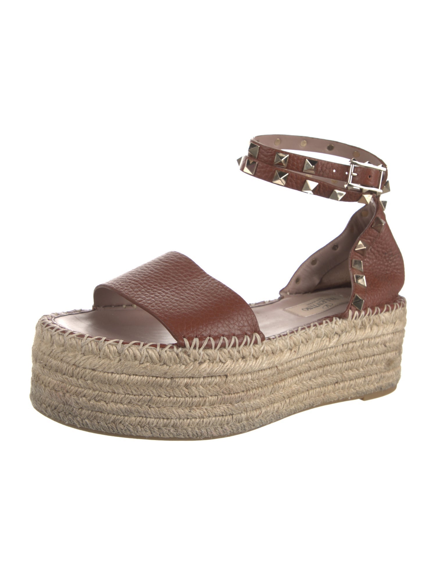 Valentino Rockstud Accents Leather Espadrilles