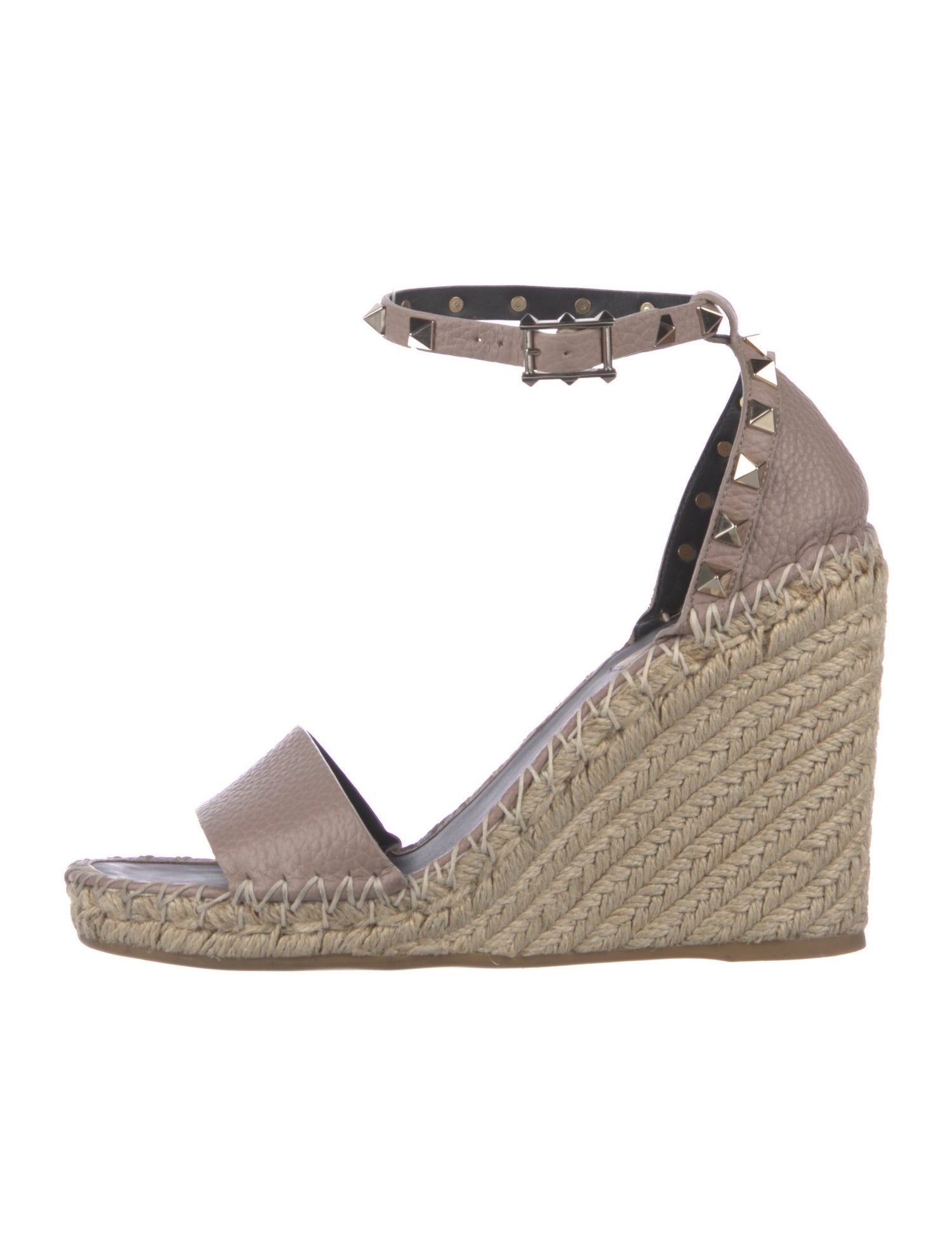 Valentino Rockstud Accents Leather Espadrilles