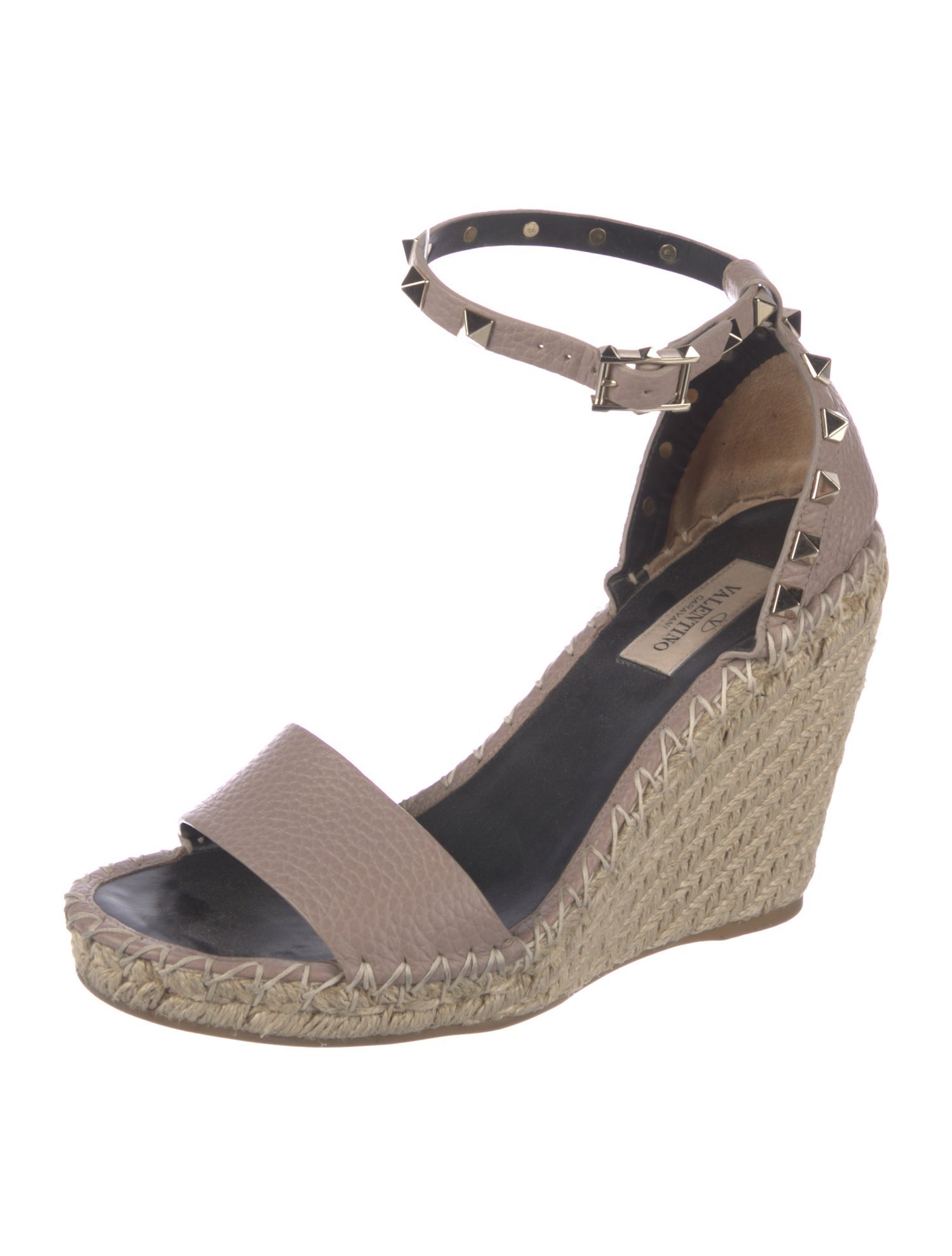 Valentino Rockstud Accents Leather Espadrilles