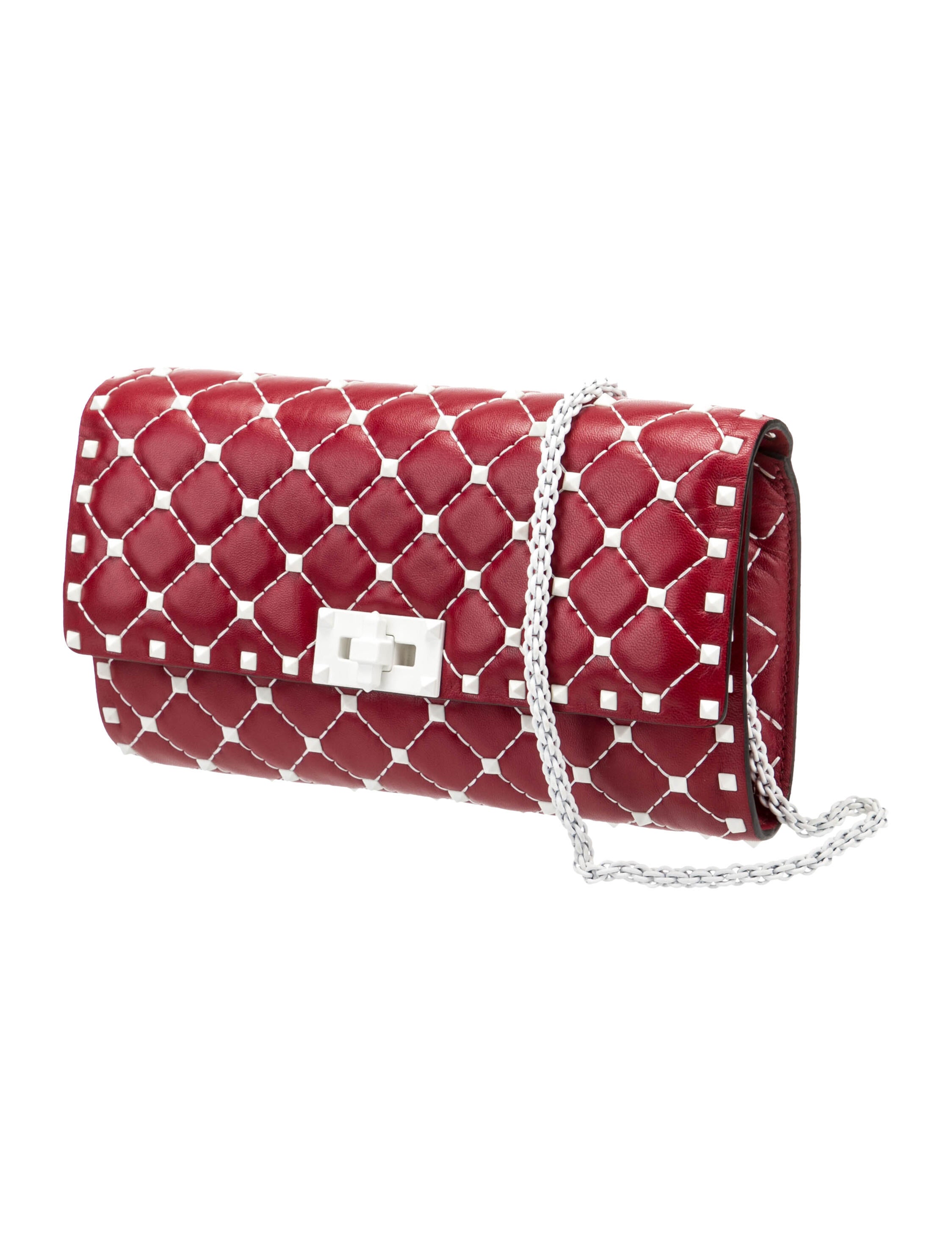 Valentino Leather Rockstud Spike Crossbody Bag Red Crossbody Bags