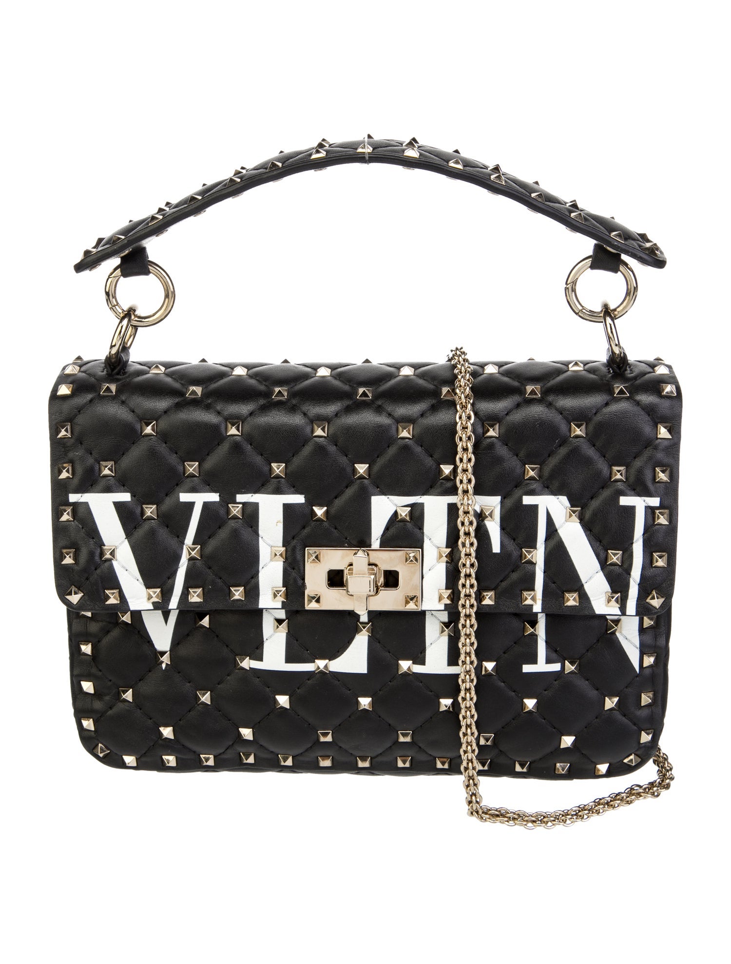 Valentino Leather VLTN Rockstud Spike Crossbody Black Crossbody Bags