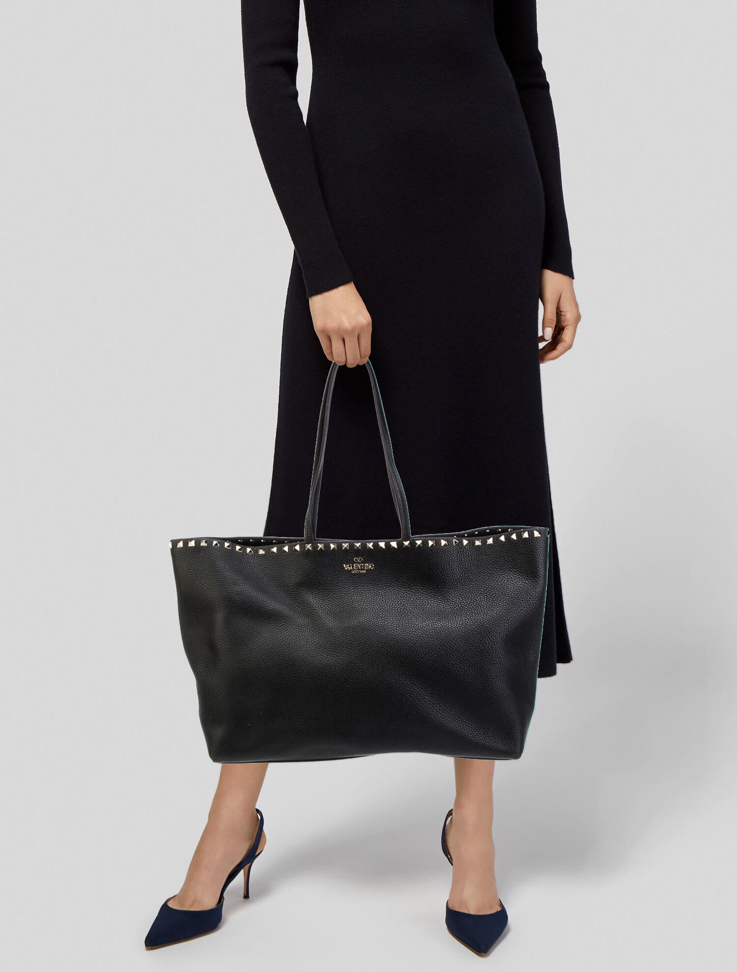 Valentino Leather Rockstud Tote Bag