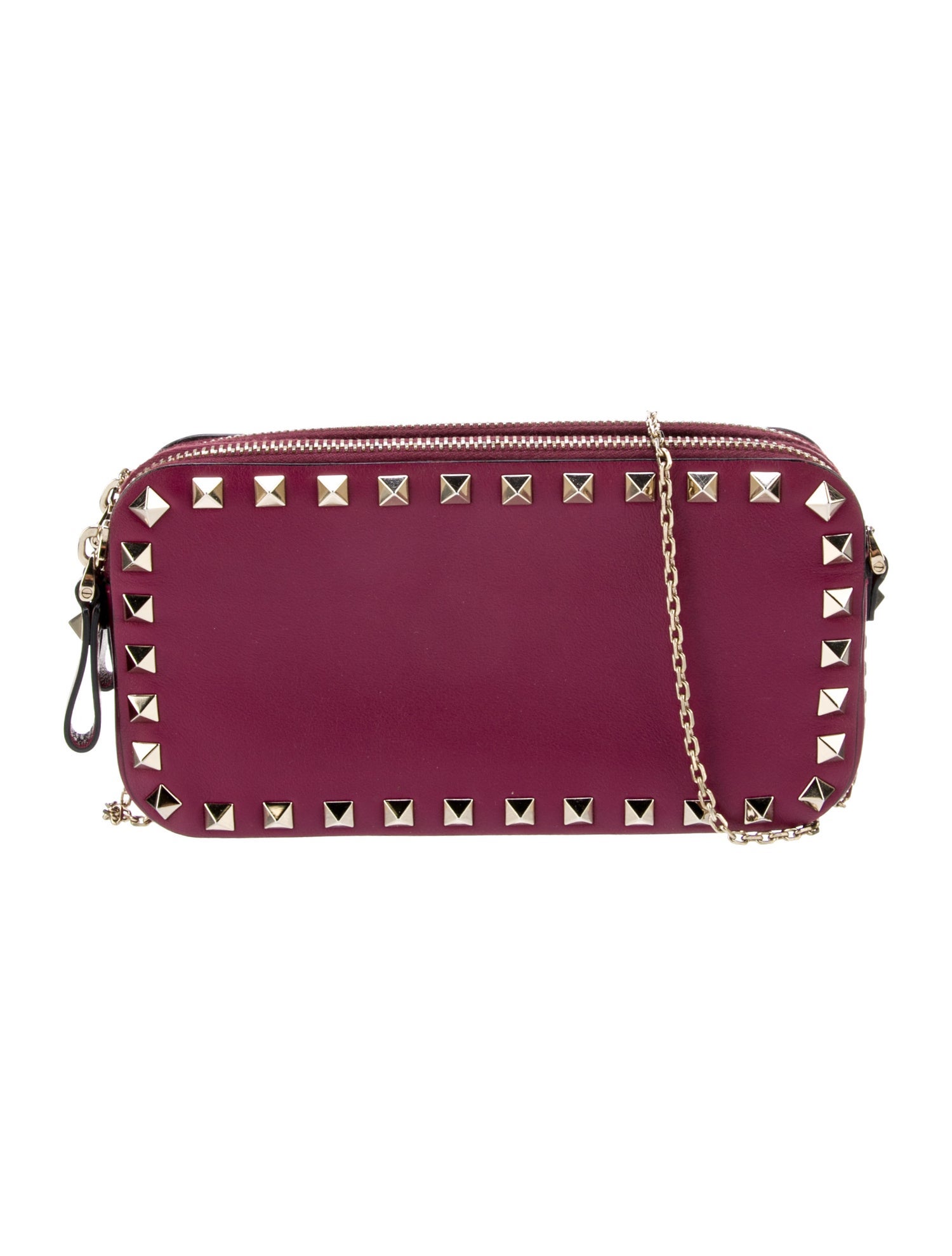 Valentino Leather Rockstud Crossbody Bag Purple Crossbody Bags