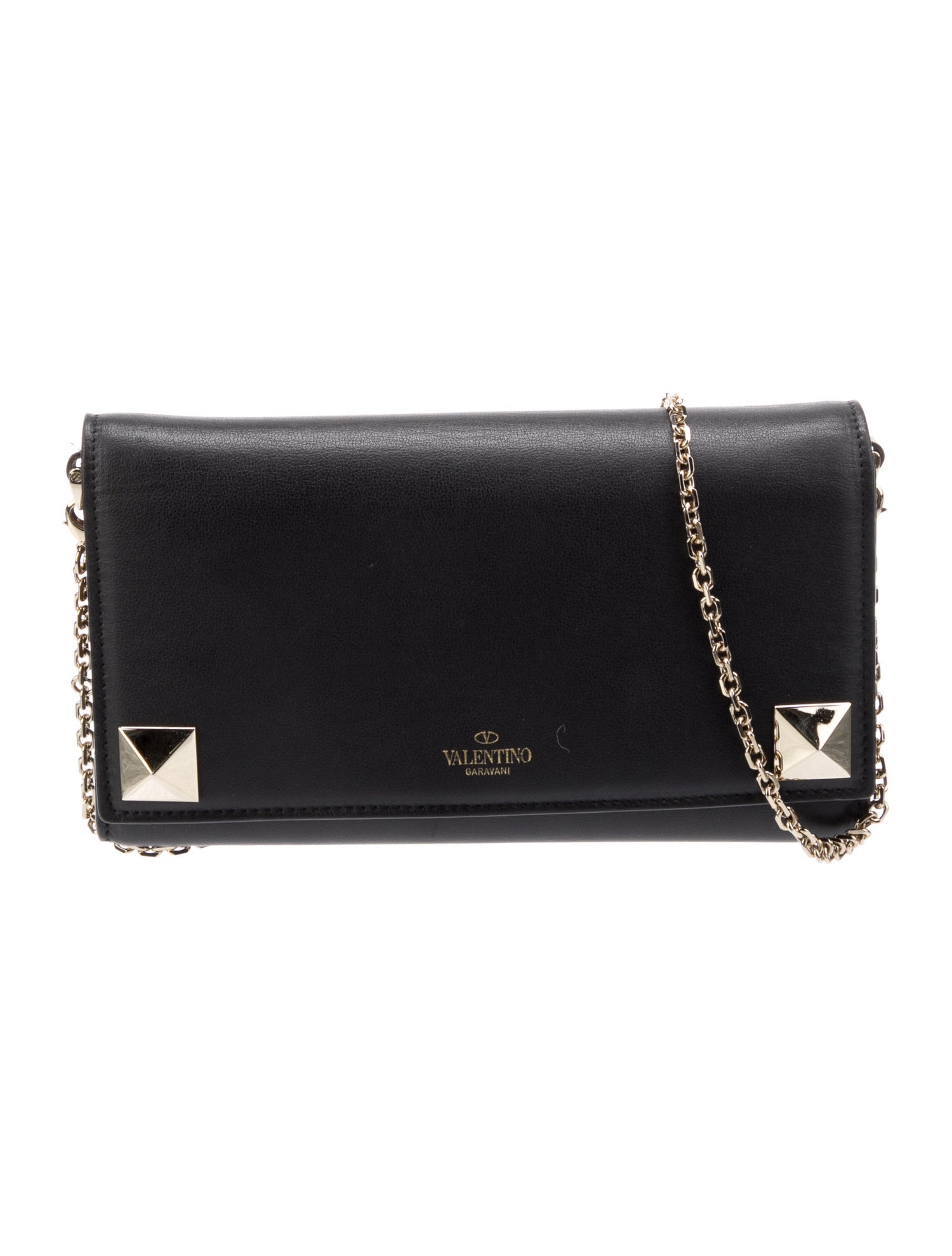 Valentino Rockstud Trim Leather Crossbody Bag Black Crossbody Bags
