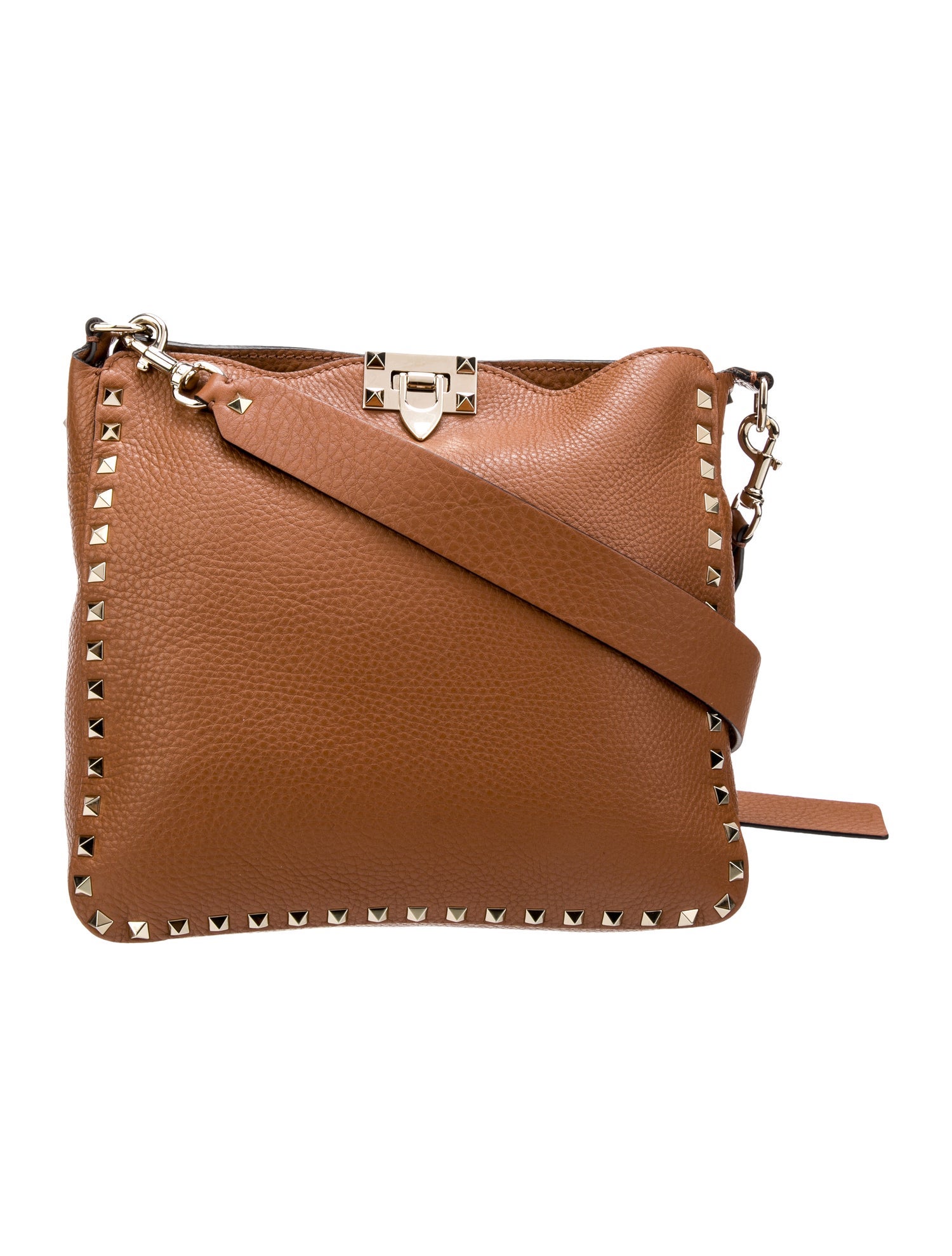 Valentino Leather Rockstud Crossbody Brown Crossbody Bags, Handbags