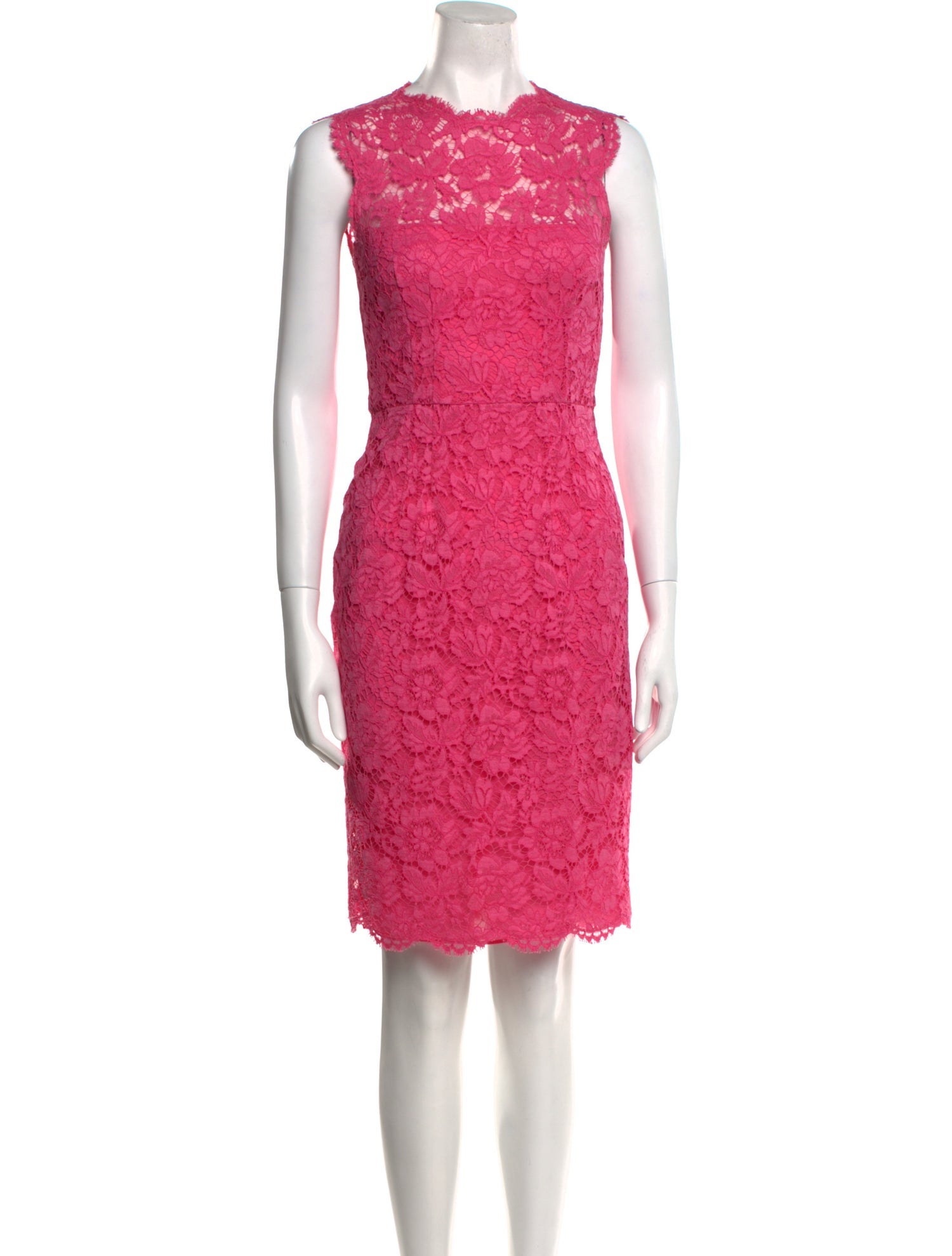 Valentino Lace Pattern KneeLength Dress Pink Dresses, Clothing