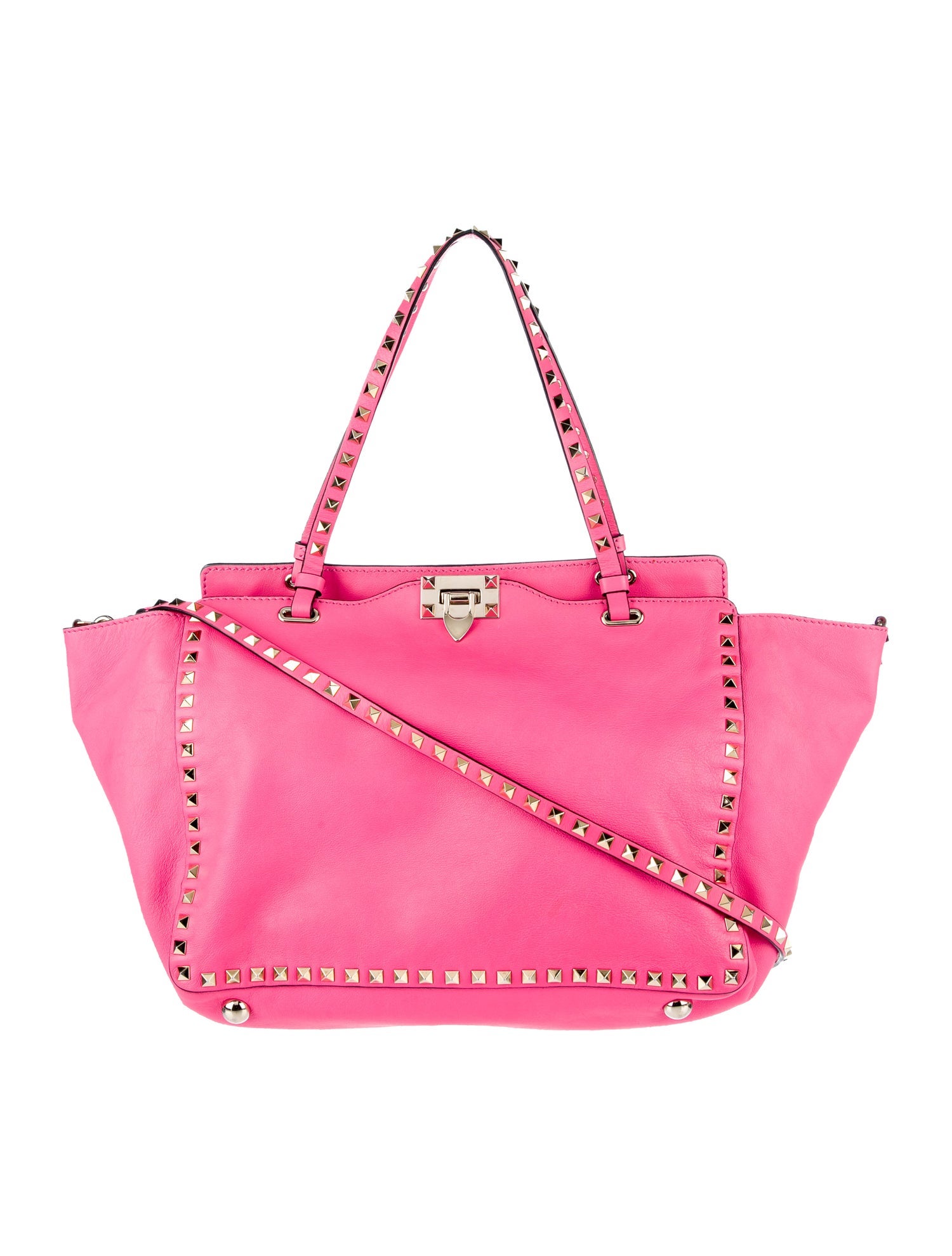 Valentino Rockstud Leather Tote Red Totes, Handbags VAL374891 The