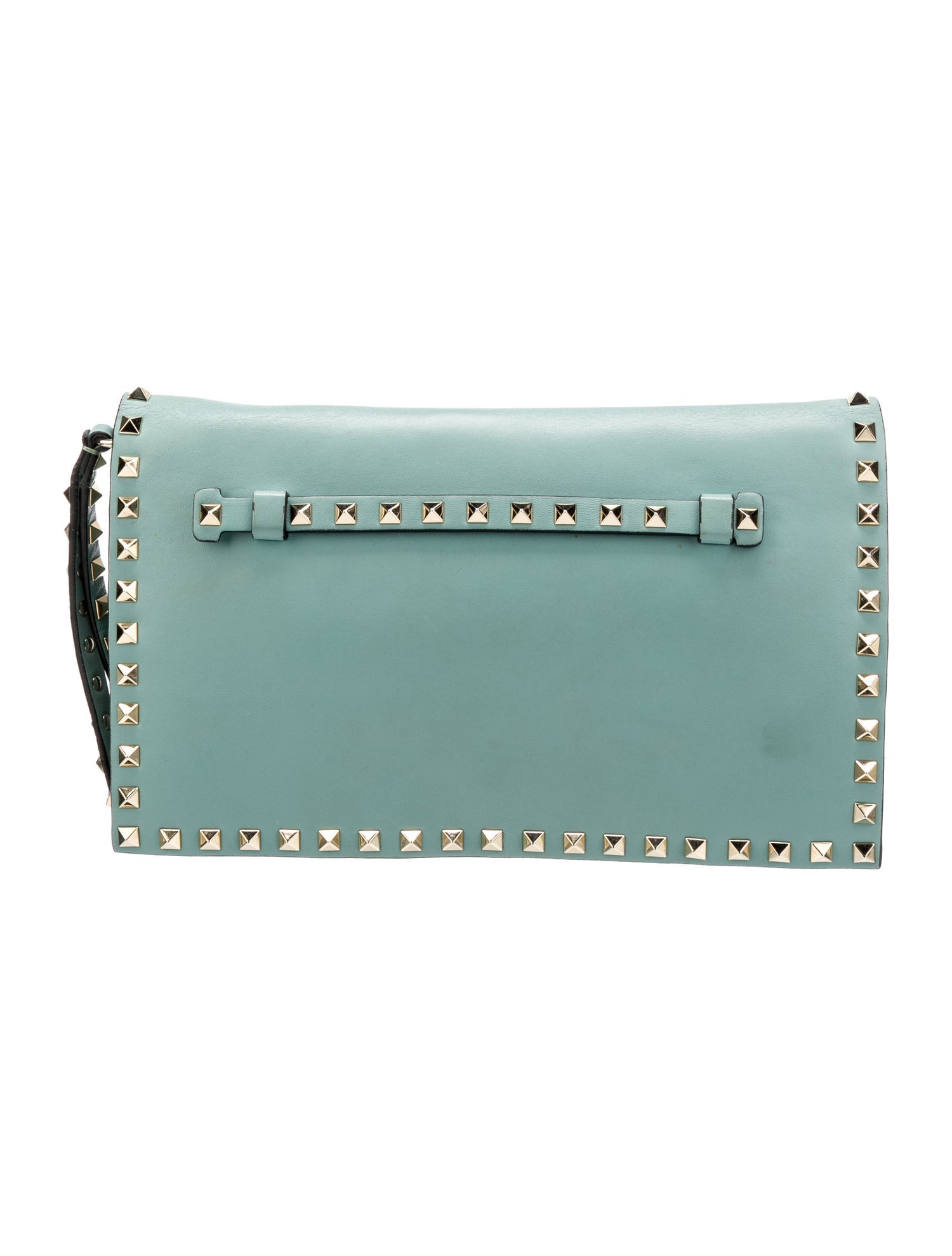 Rockstud Leather Clutch - Black