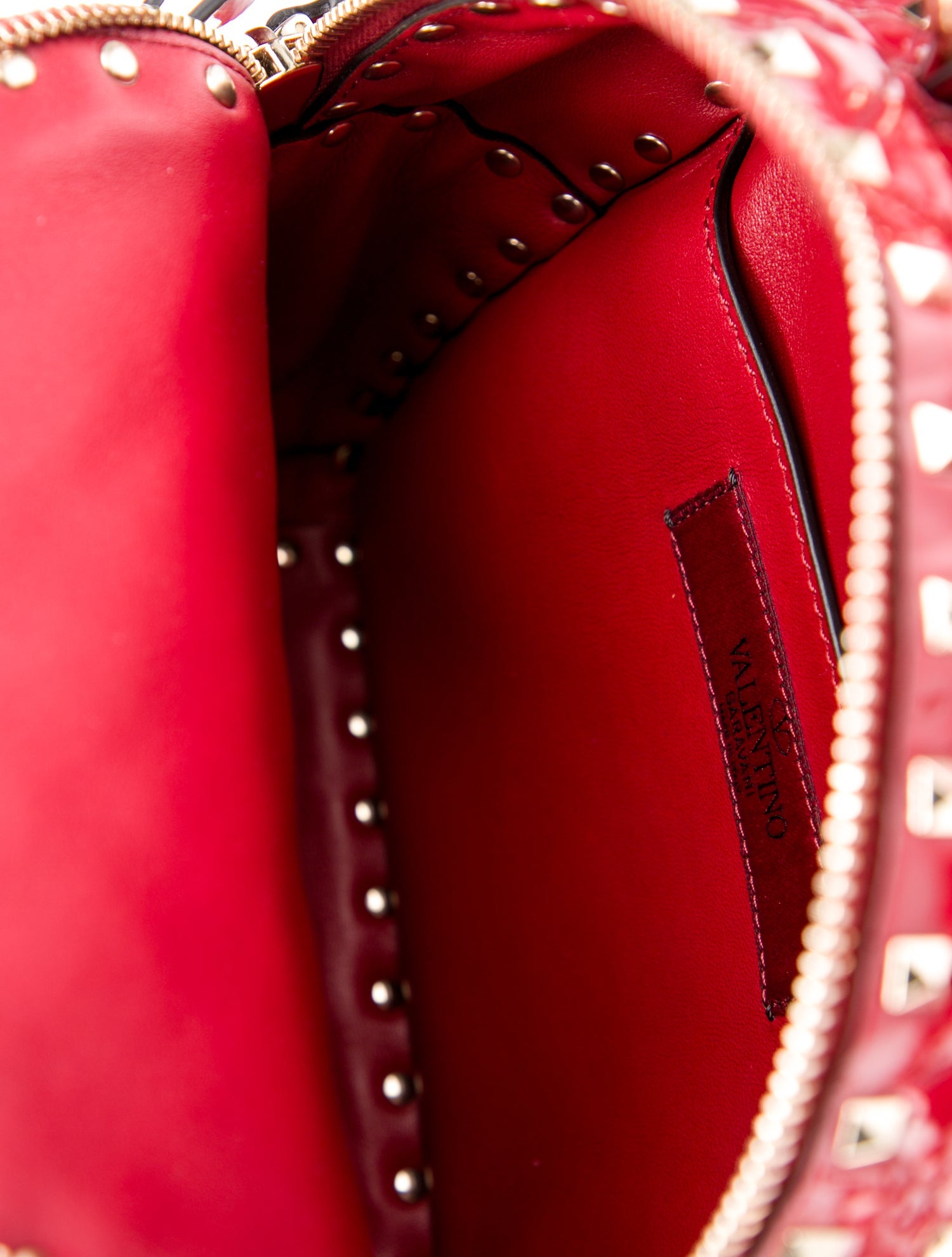 Valentino Studded Patent Leather Backpack - Red Backpacks 