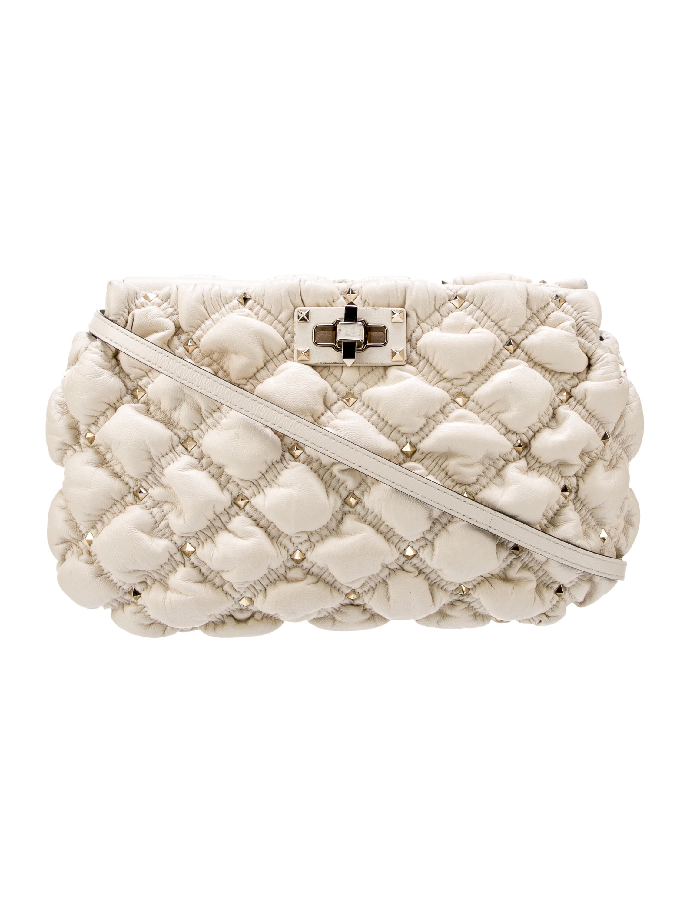 Valentino Studded Leather Crossbody Bag Neutrals Crossbody Bags