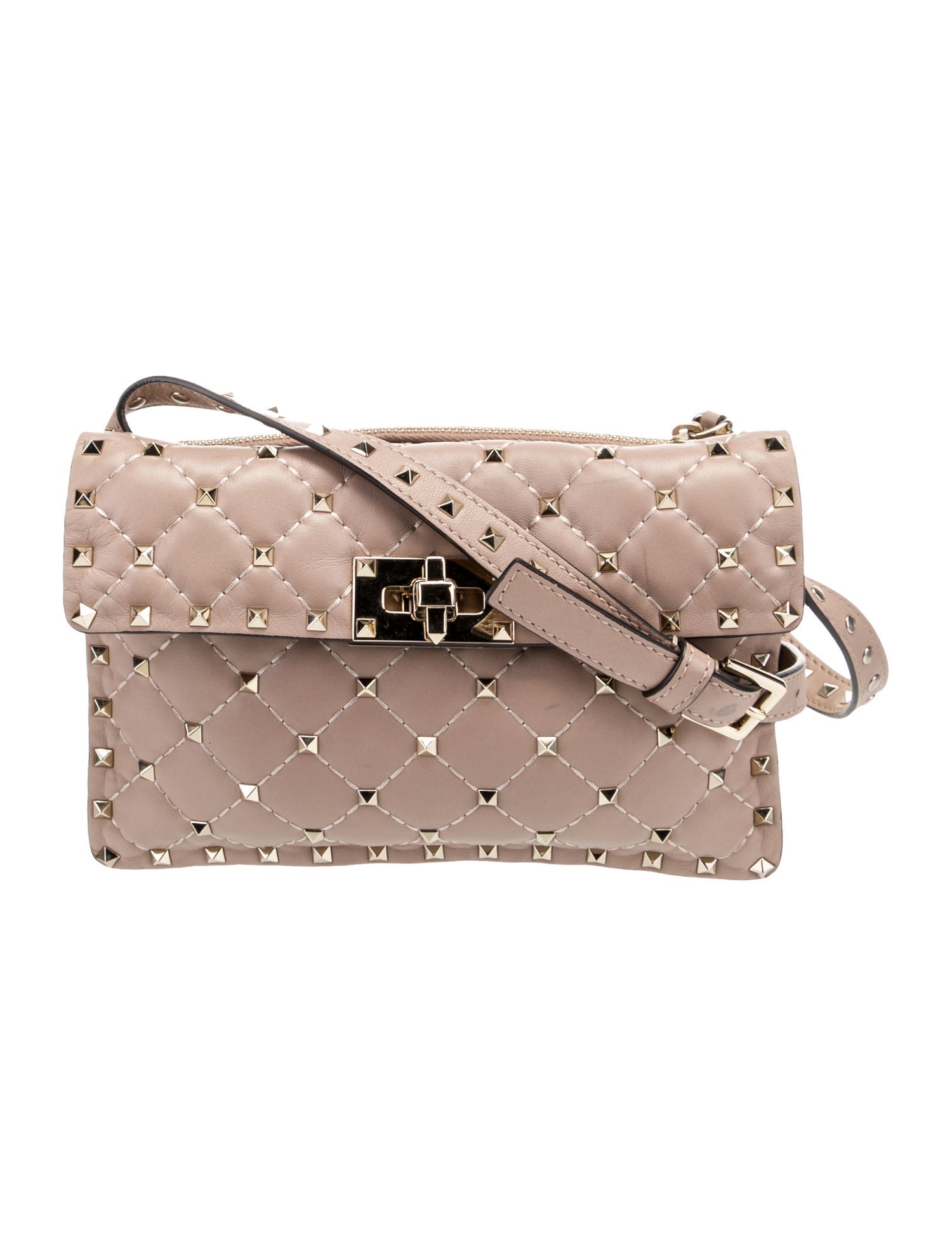 Valentino Studded Leather Crossbody Bag Neutrals Crossbody Bags