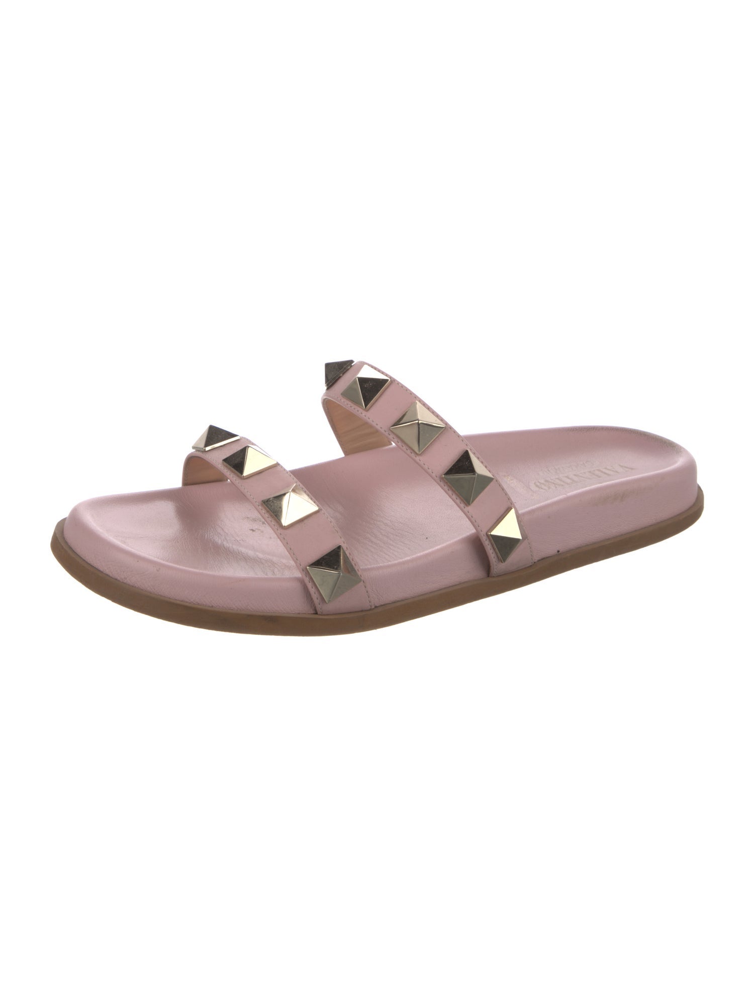 VT 25 Rockstud leather slides Pink Sheepskin 286630 main image 0