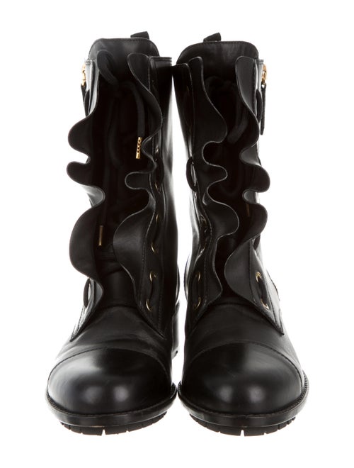 Valentino Ruffle-Embellished Ankle Boots