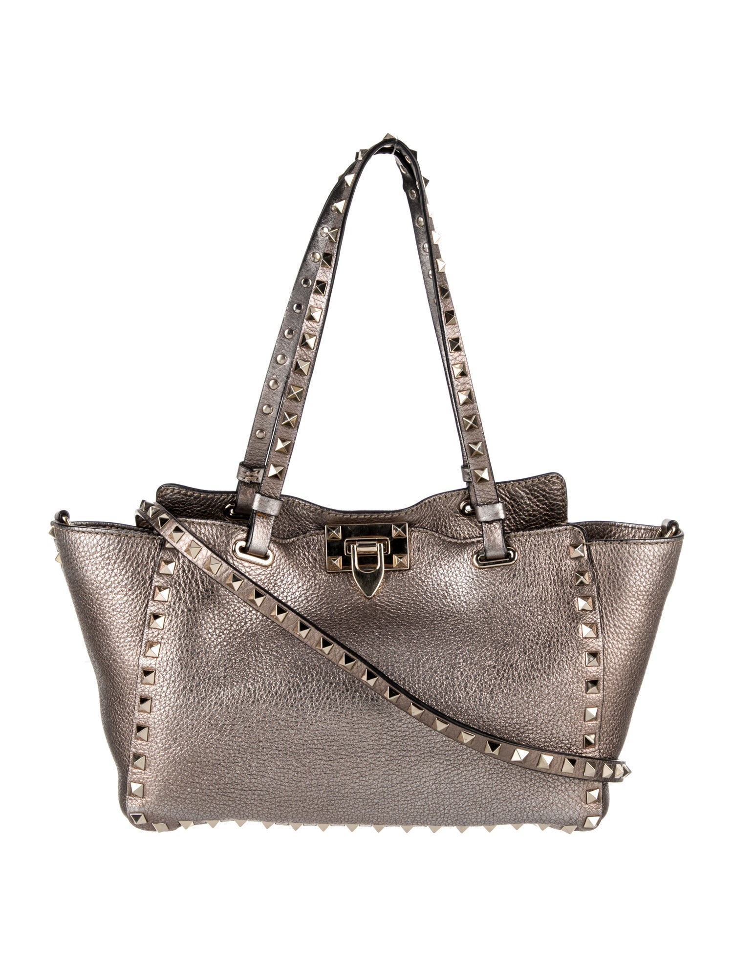 Valentino Studded Metallic Leather Shoulder Bag Metallic Shoulder