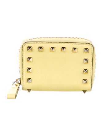 Valentino Rockstud Accents Leather Compact Wallet