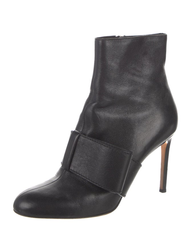 Valentino £980 Black Patent Leather Zippered Calf Boots 37.5