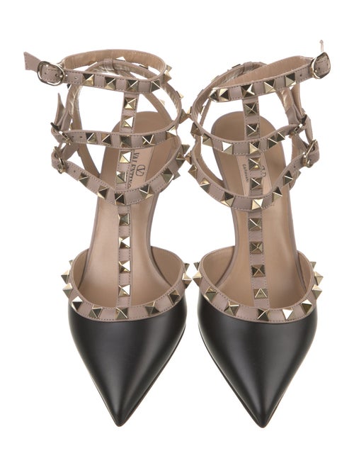 Valentino Rockstud Accents Leather T-Strap Pumps