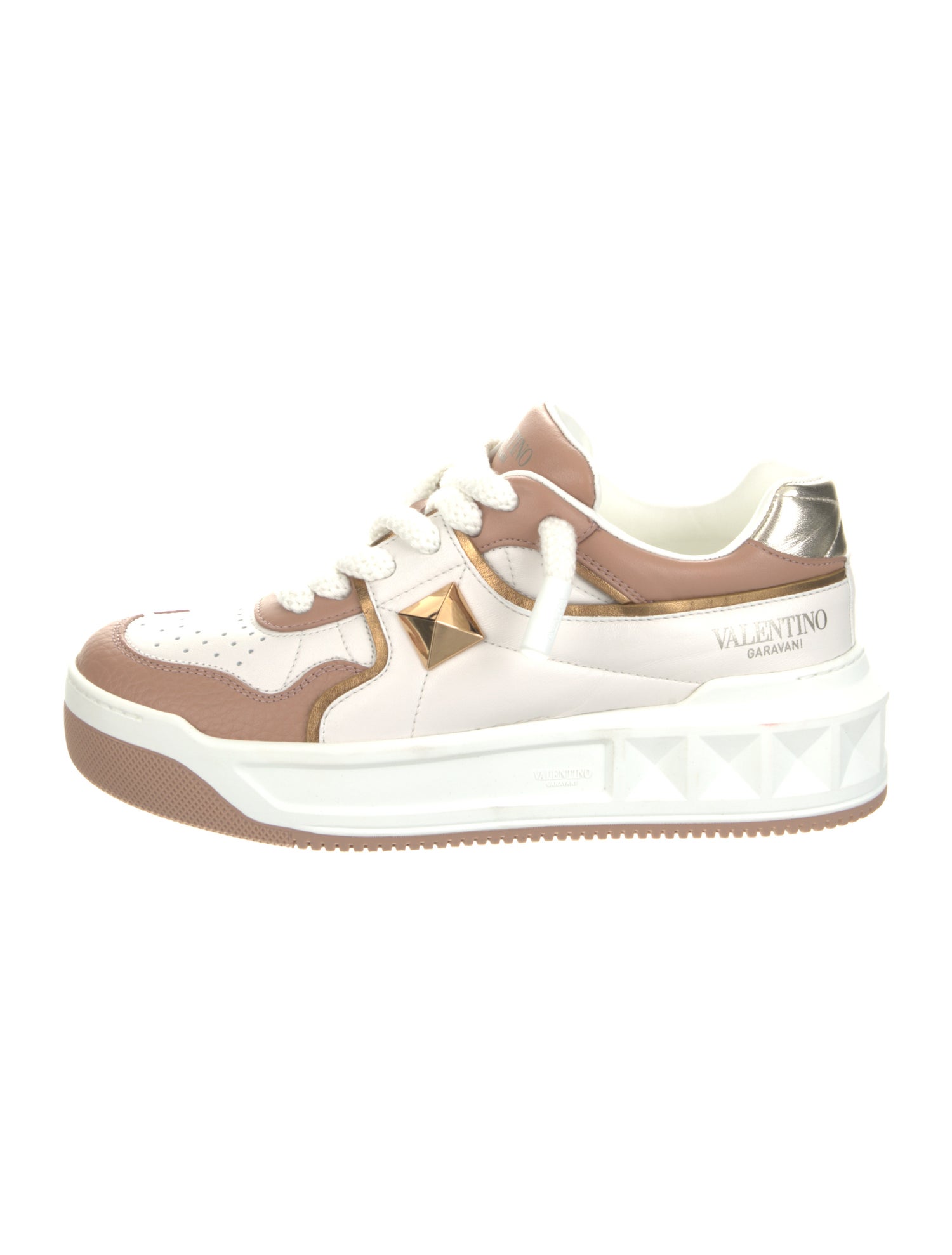 VALENTINO Size 8.5 White Black Two Toned Leather Belted Sneakers