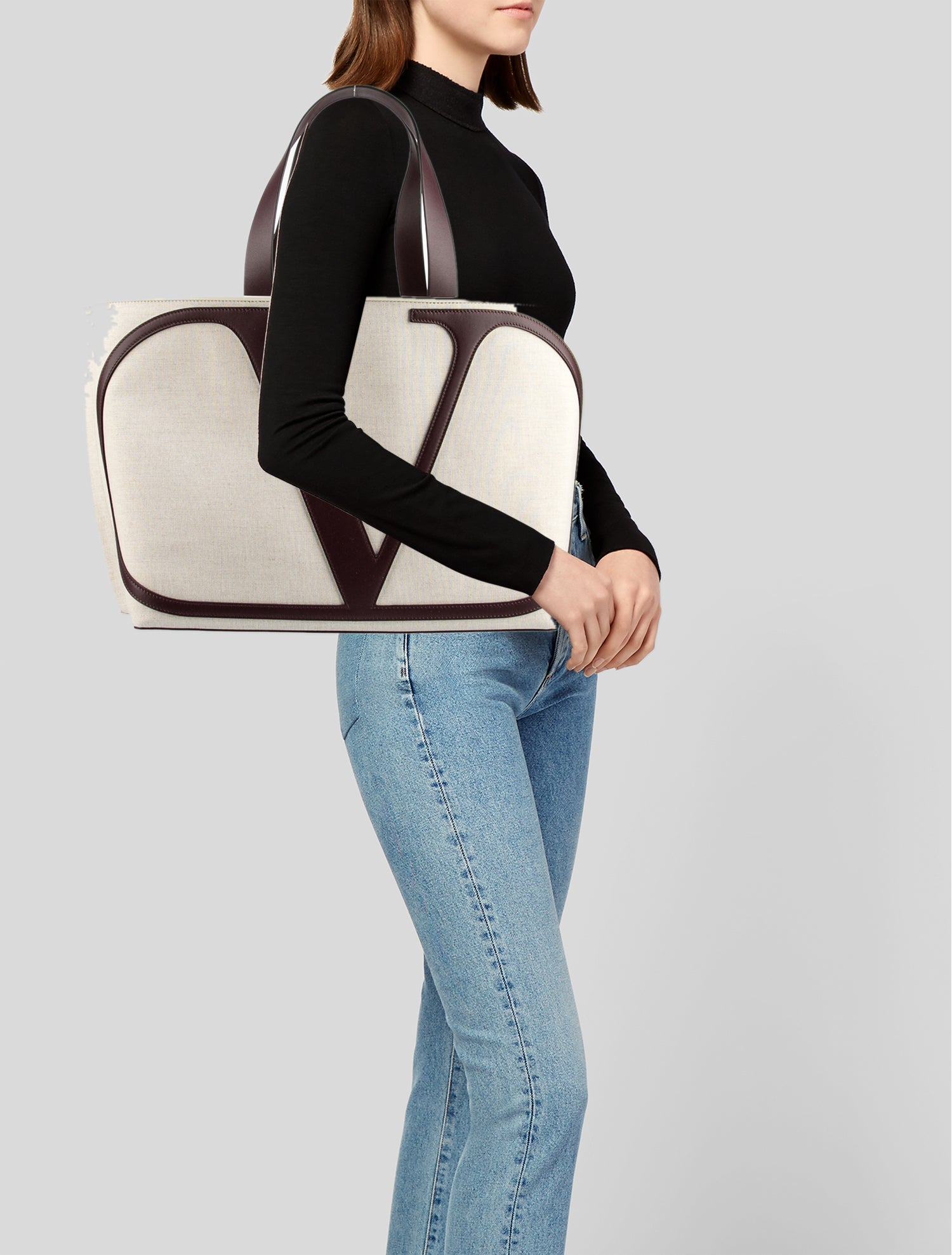 Valentino Canvas VLogo Tote Bag