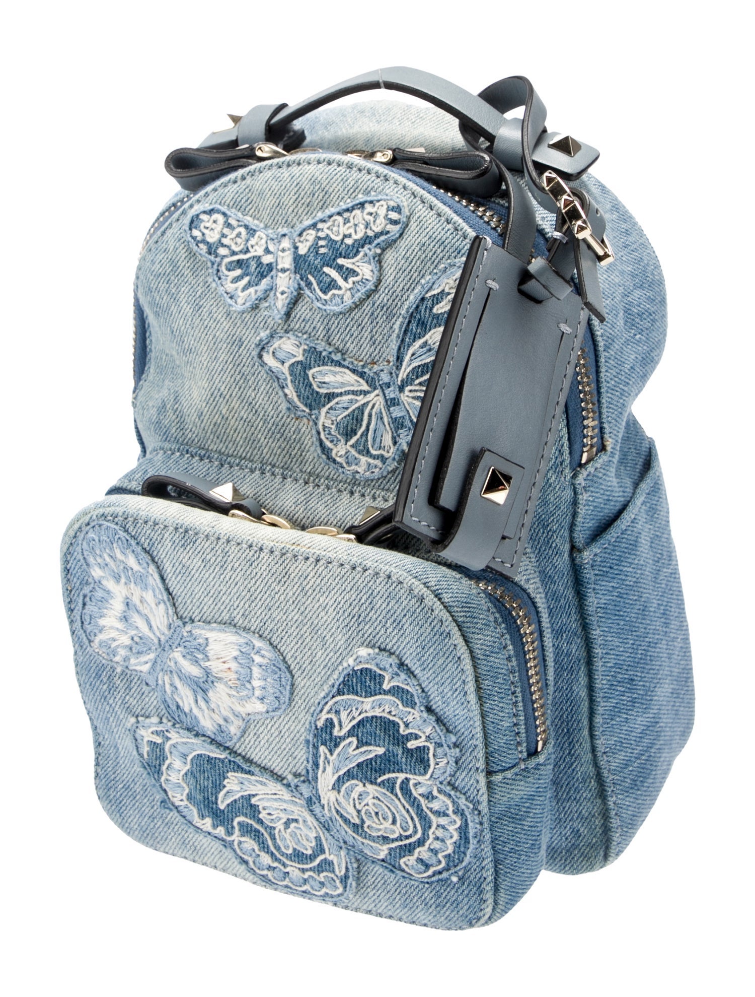 Valentino Blue Denim Butterfly Backpack Valentino Blue Denim Butterfly Backpack Bag – THE CLOSET main image 2
