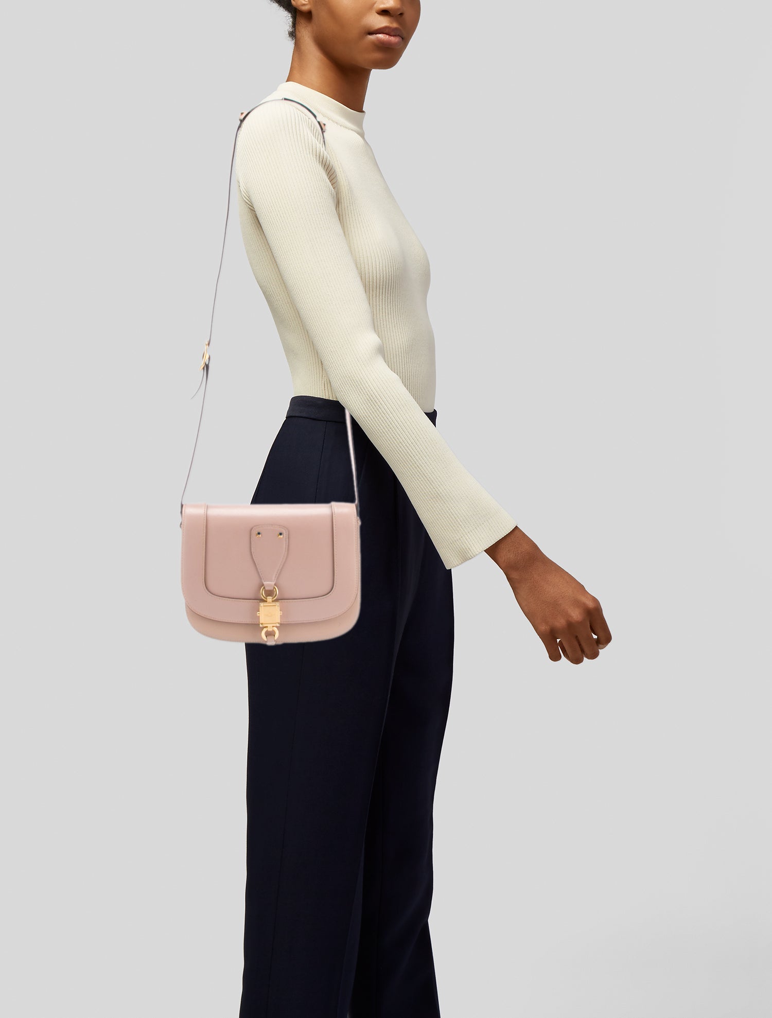 Valentino Leather V-Locker Saddle Bag