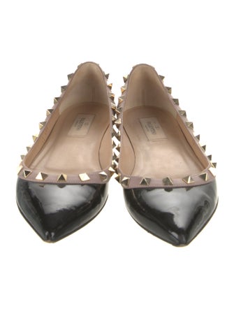 Valentino Rockstud Accents Patent Leather Flats