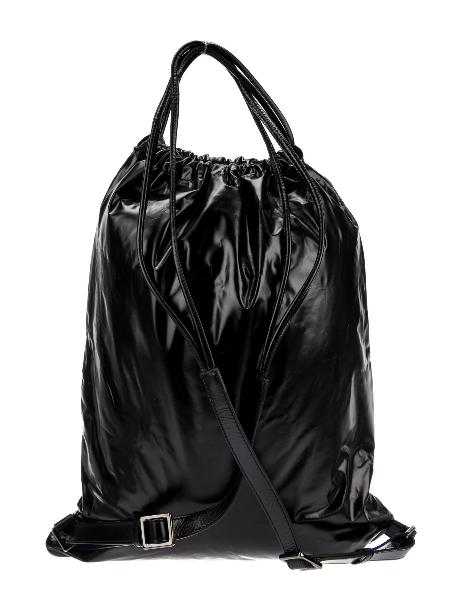 Valentino VLTN Leather Drawstring Backpack - Black Backpacks, Bags