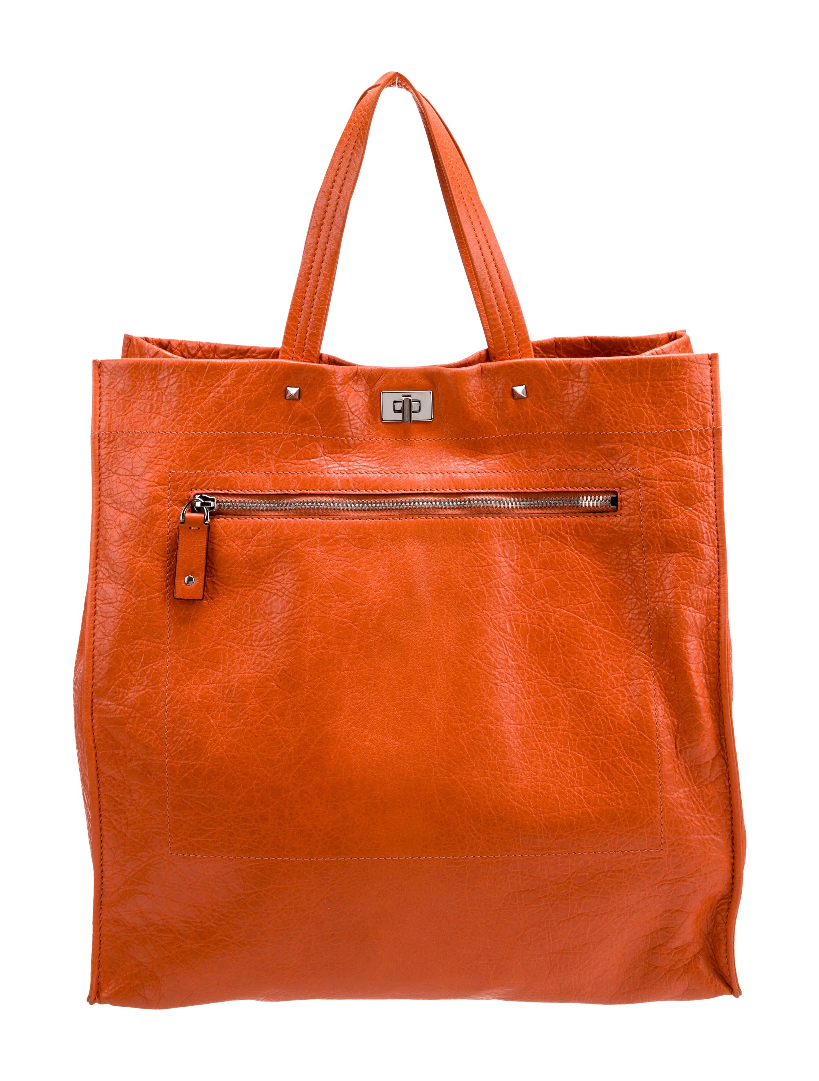 Valentino Solid Leather Tote Bag