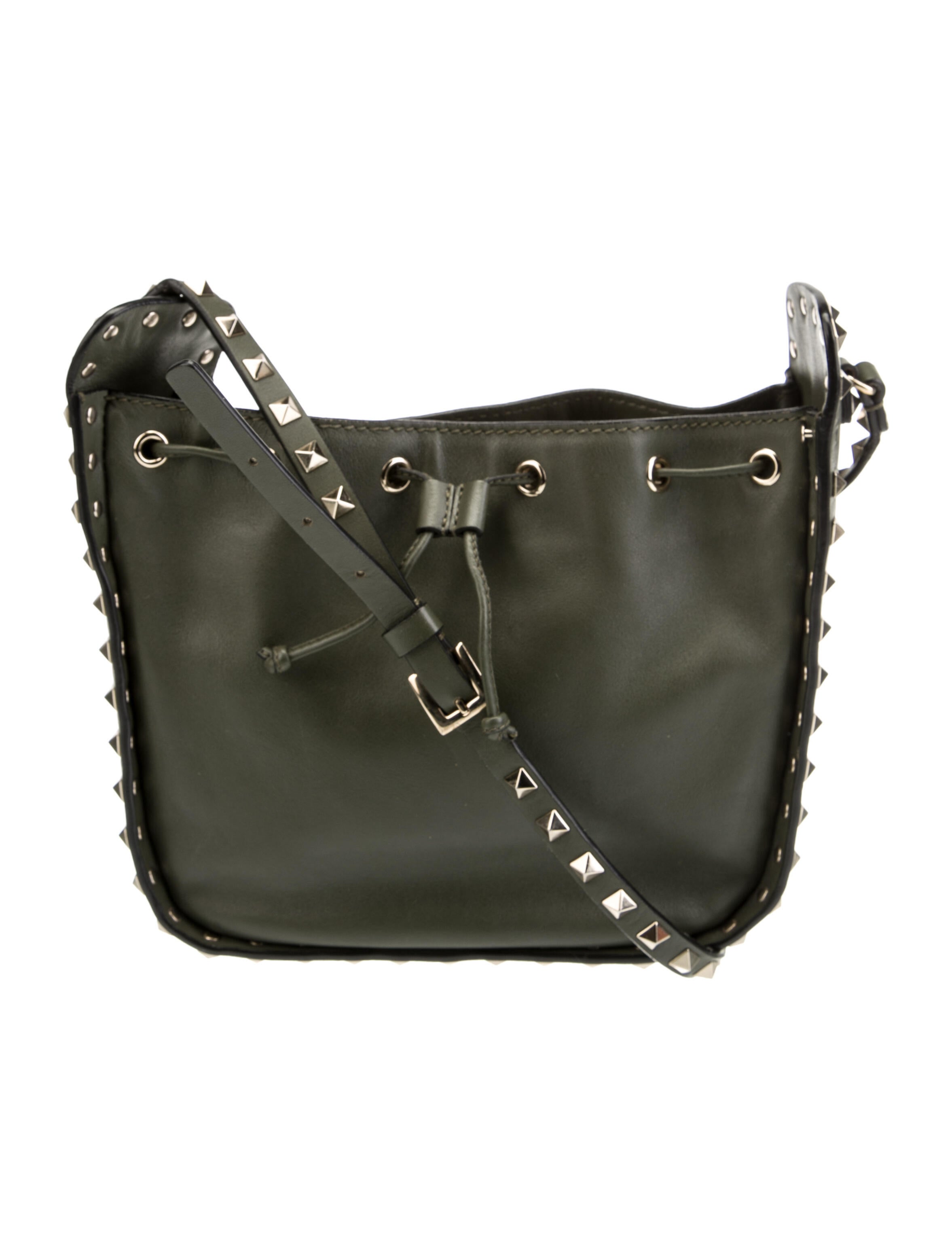 Valentino Studded Leather Crossbody Bag Green Crossbody Bags, Handbags VAL416706 The RealReal