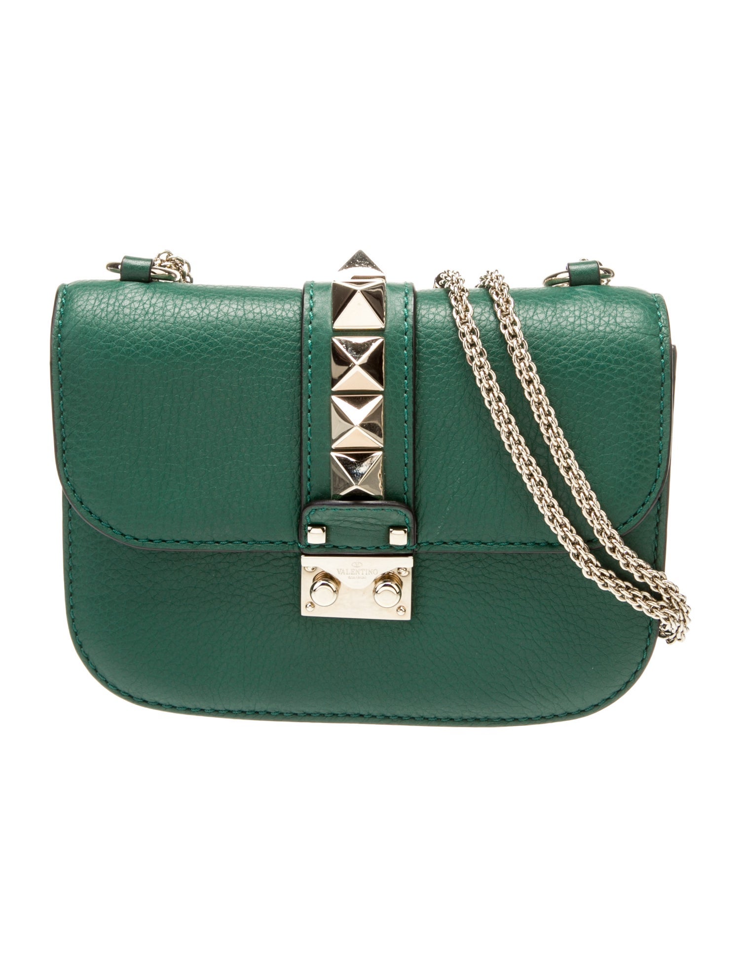 Valentino Leather Rockstud Crossbody Bag Green Crossbody Bags, Handbags VAL418080 The RealReal