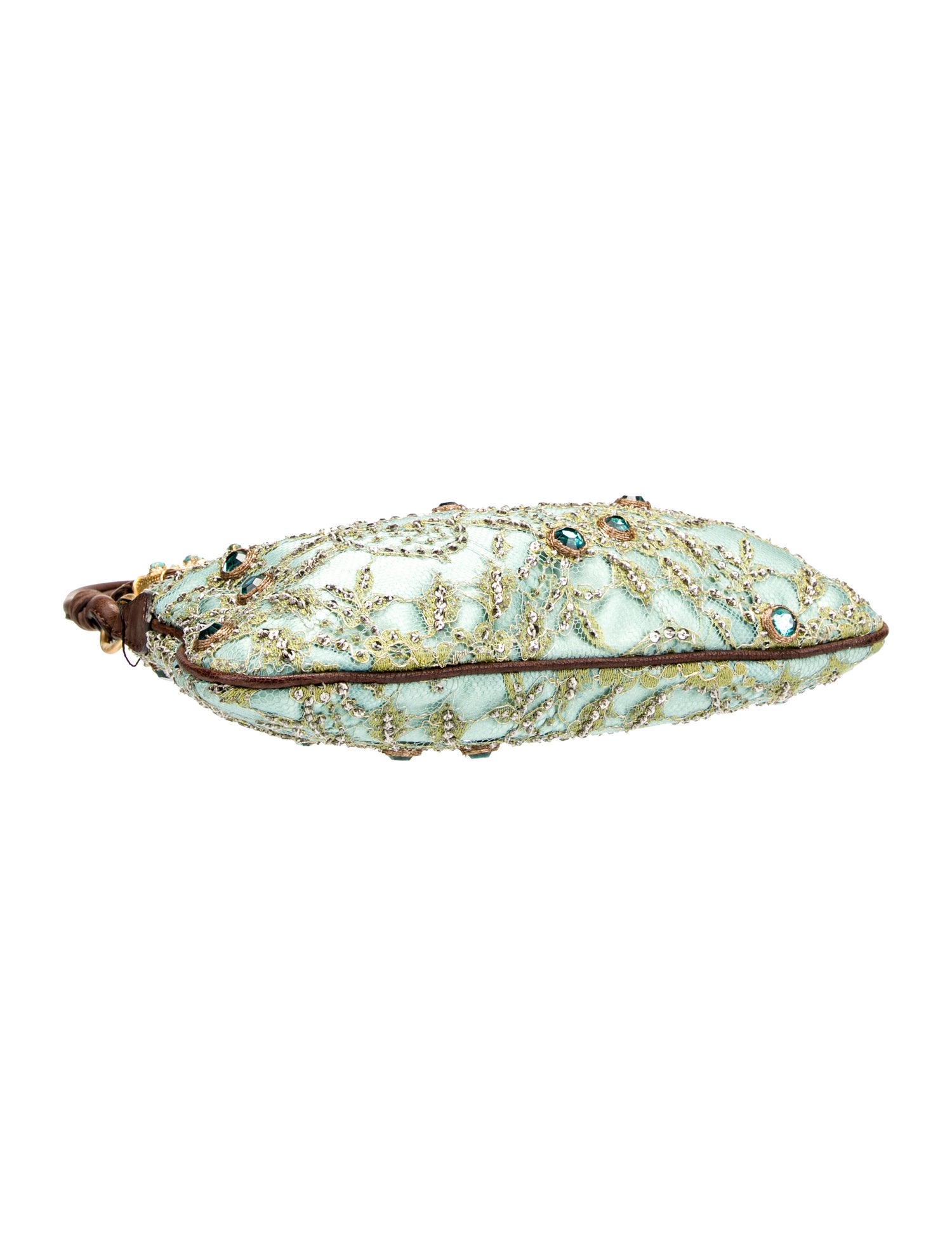 Valentino Vintage Lace Beaded Bag - Green Shoulder Bags, Handbags