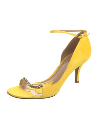 Valentino Suede Crystal Embellishments Sandals