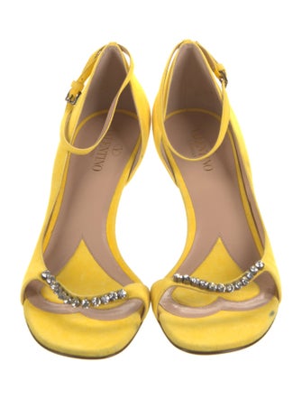 Valentino Suede Crystal Embellishments Sandals