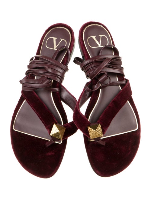 Valentino Rockstud Accents Velvet Gladiator Sandals