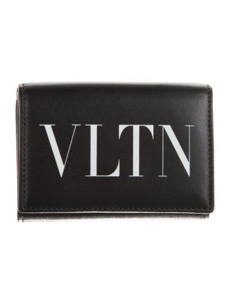 Valentino Leather Graphic Print Compact Wallet