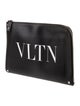 Valentino Logo Printed Leather Clutch