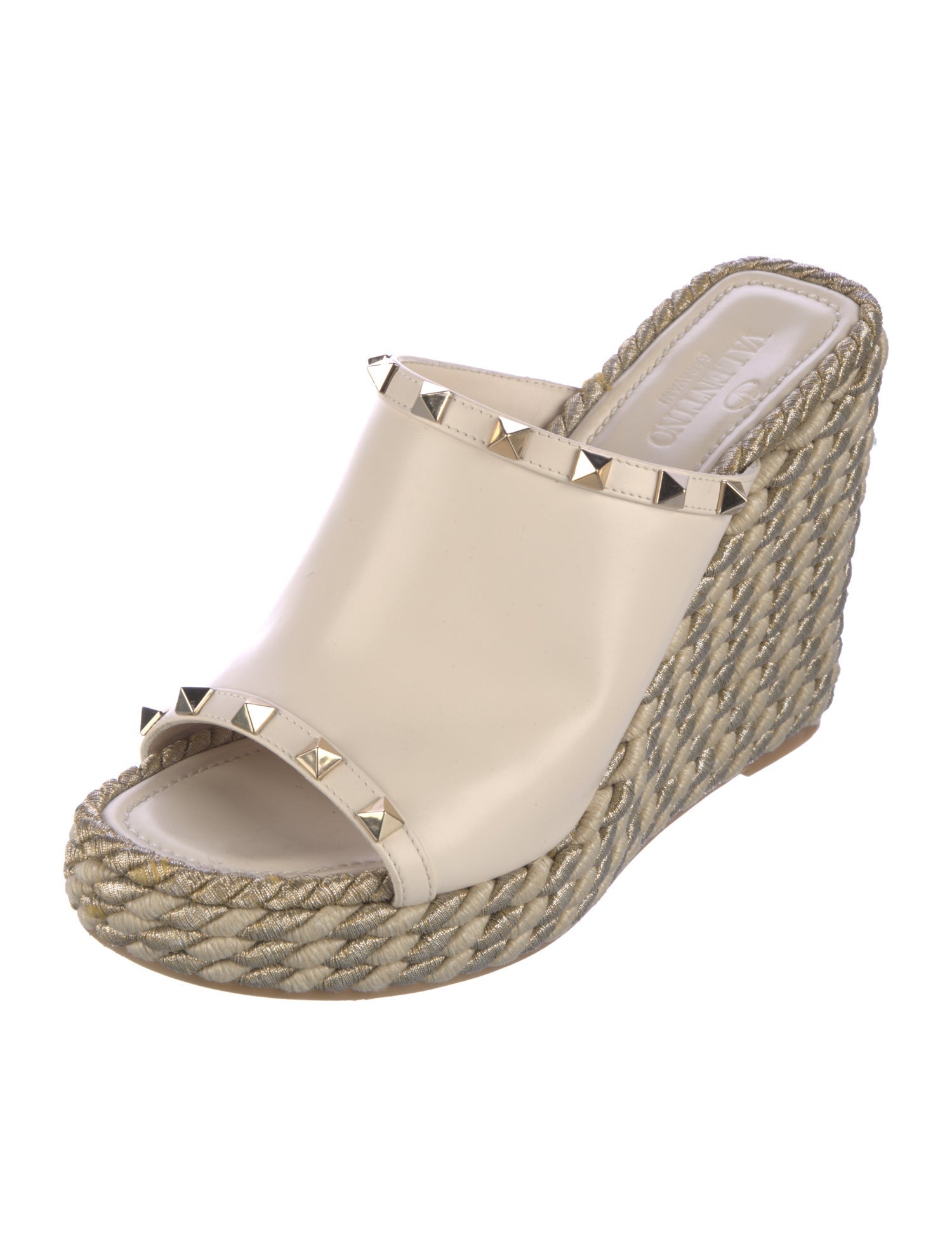 Valentino Rockstud Accents Leather Espadrilles