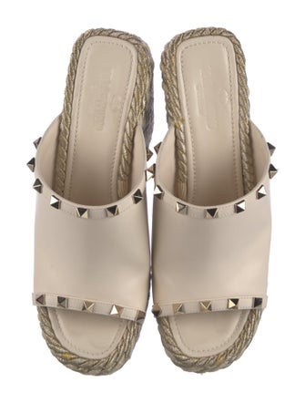Valentino Rockstud Accents Leather Espadrilles